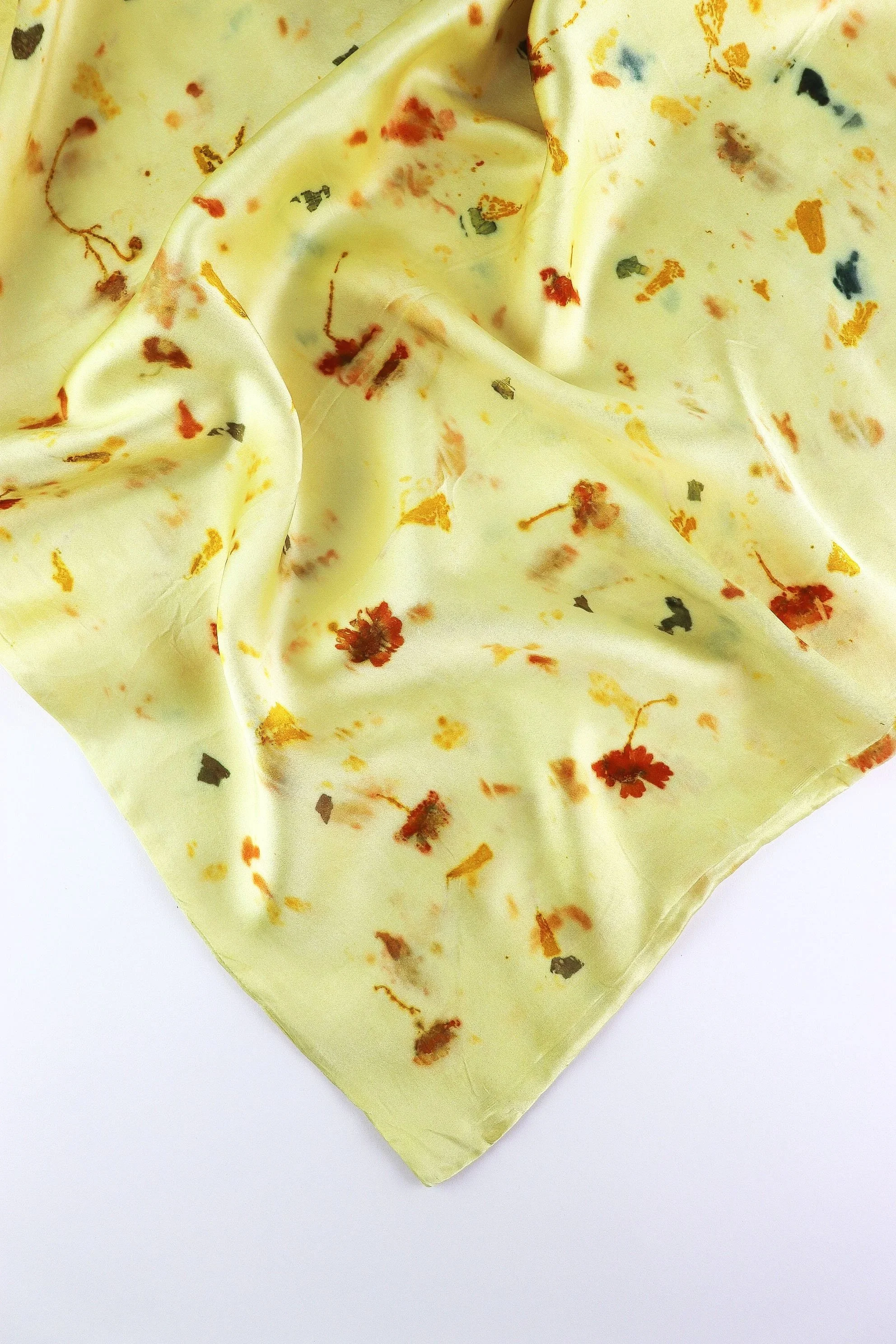 Botanically Dyed Silk Pillowcase eco printed with flowers. Mulberry silk pillowcase set of 2.