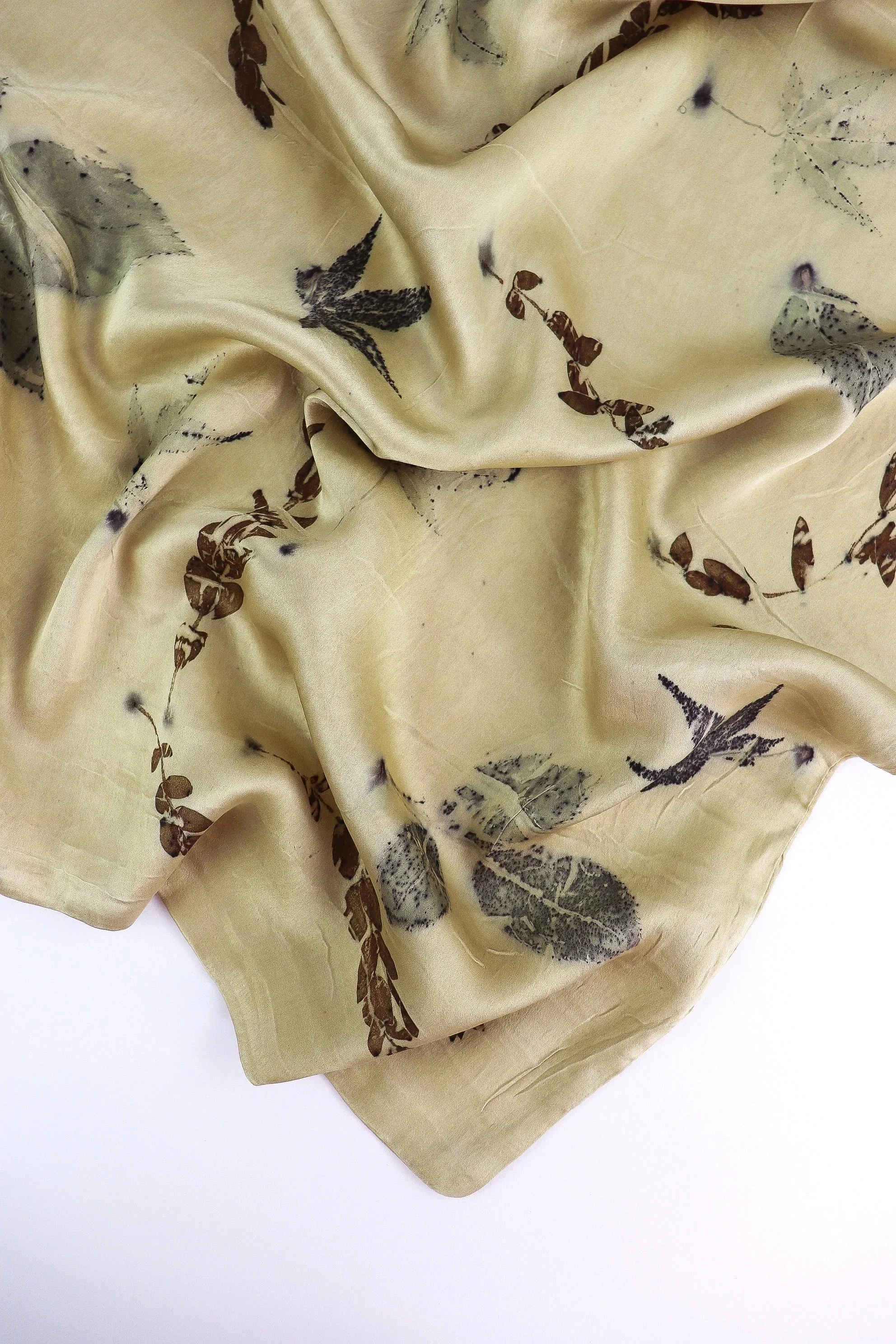 Botanically Dyed Silk Pillowcase eco printed with flowers. Mulberry silk Charmeuse pillowcase set of 2.
