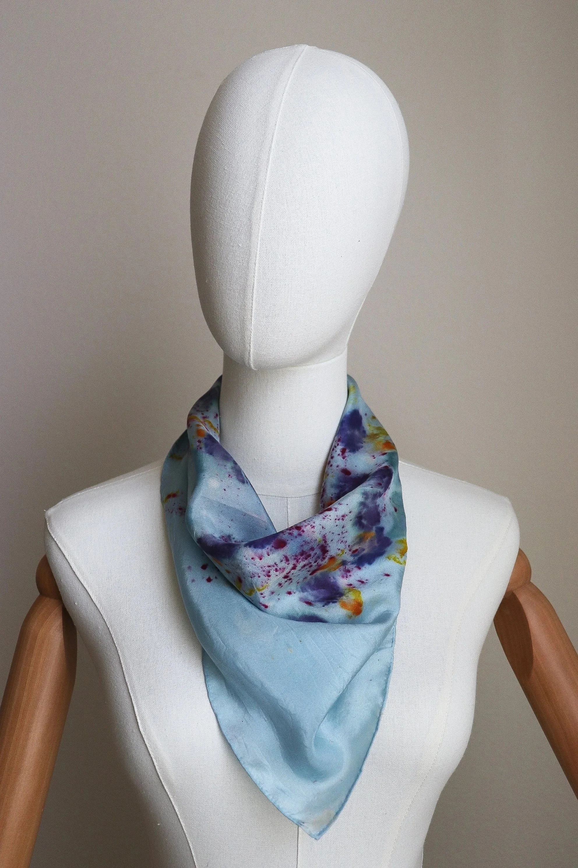 One of a kind botanically Dyed Silk Scarf. AJNA Silk Scarf. Botanically dyed Silk bandana in San Francisco Bay Area California. Plant dyed unique silk scarf near me.