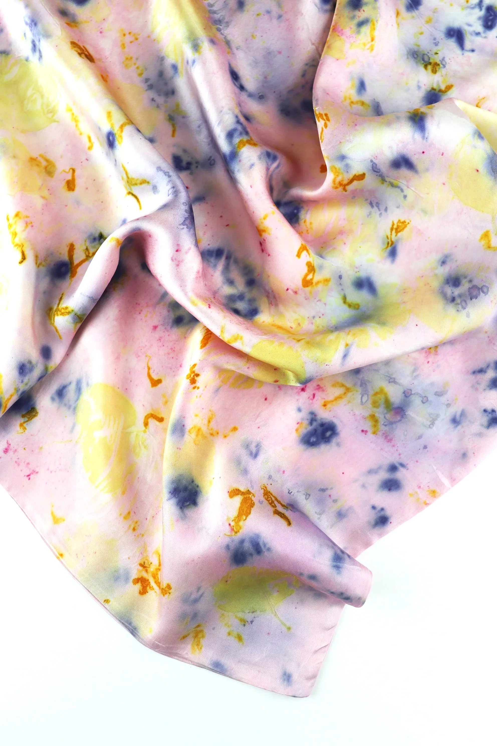 Botanically Dyed Silk Pillowcase eco printed with flowers. Silk Charmeuse pillowcase.