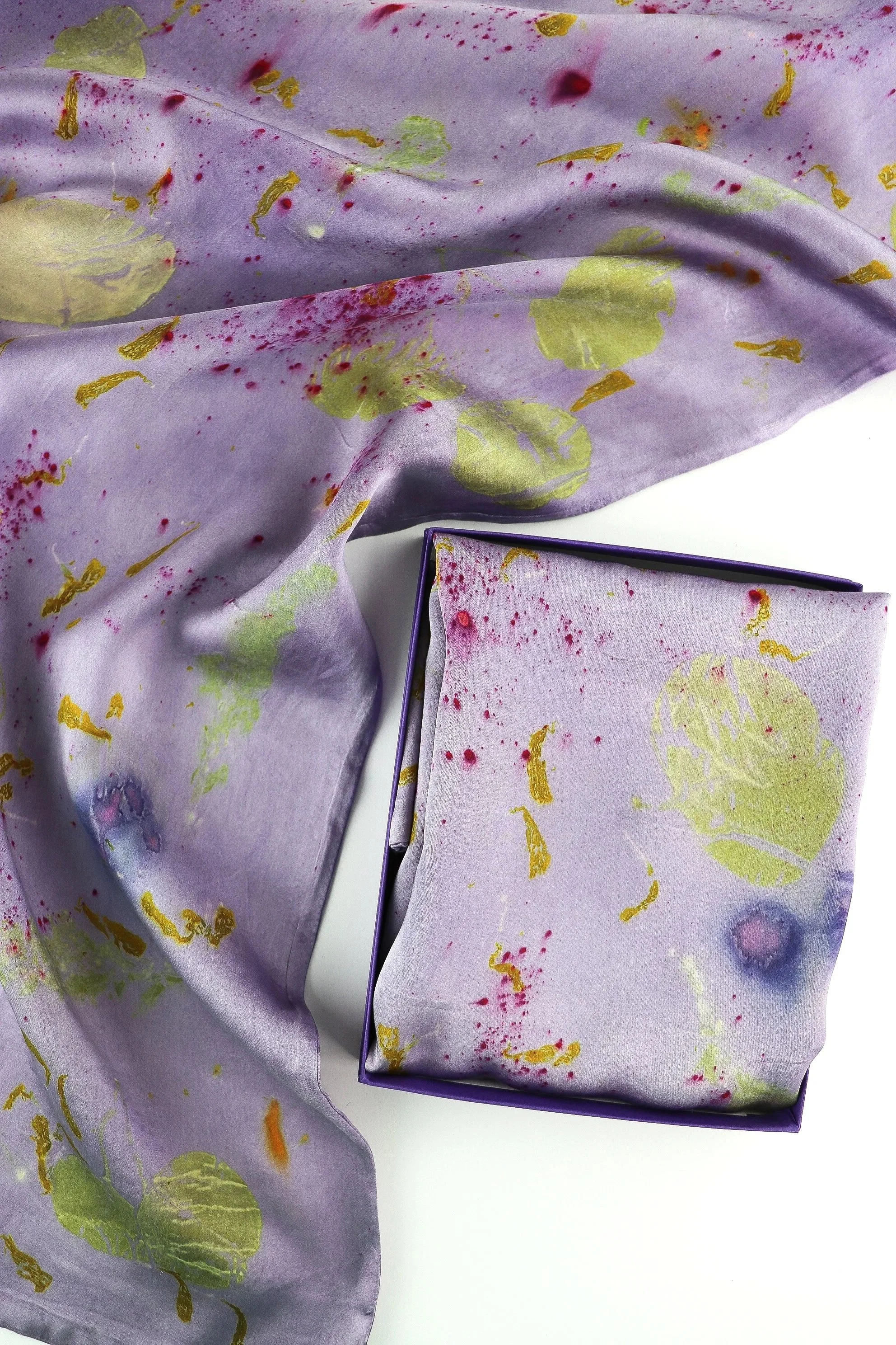 Botanically Dyed Silk Pillowcase eco printed with flowers. Silk Charmeuse pillowcase set of 2.