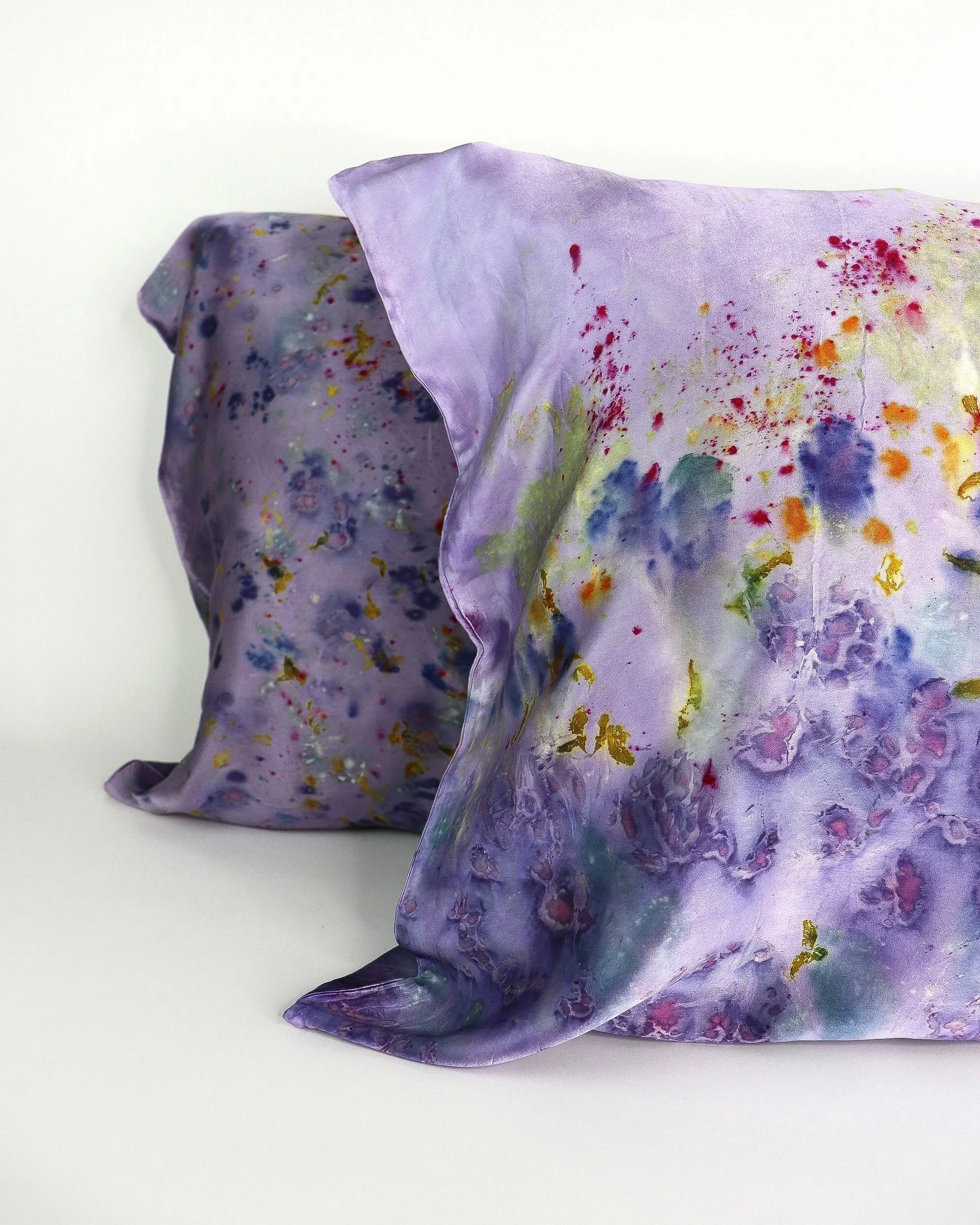 Botanically Dyed Silk Pillowcase eco printed with flowers. Silk Charmeuse pillowcase.