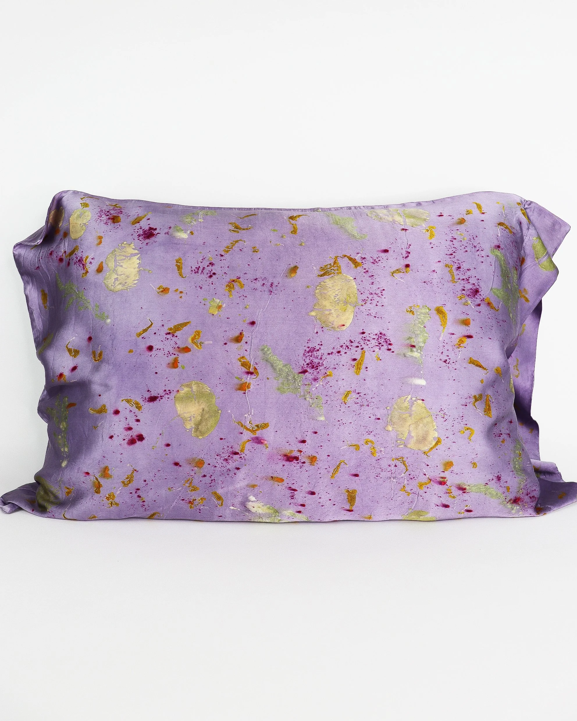 Botanically Dyed Silk Pillowcase eco printed with flowers. Silk Charmeuse pillowcase.