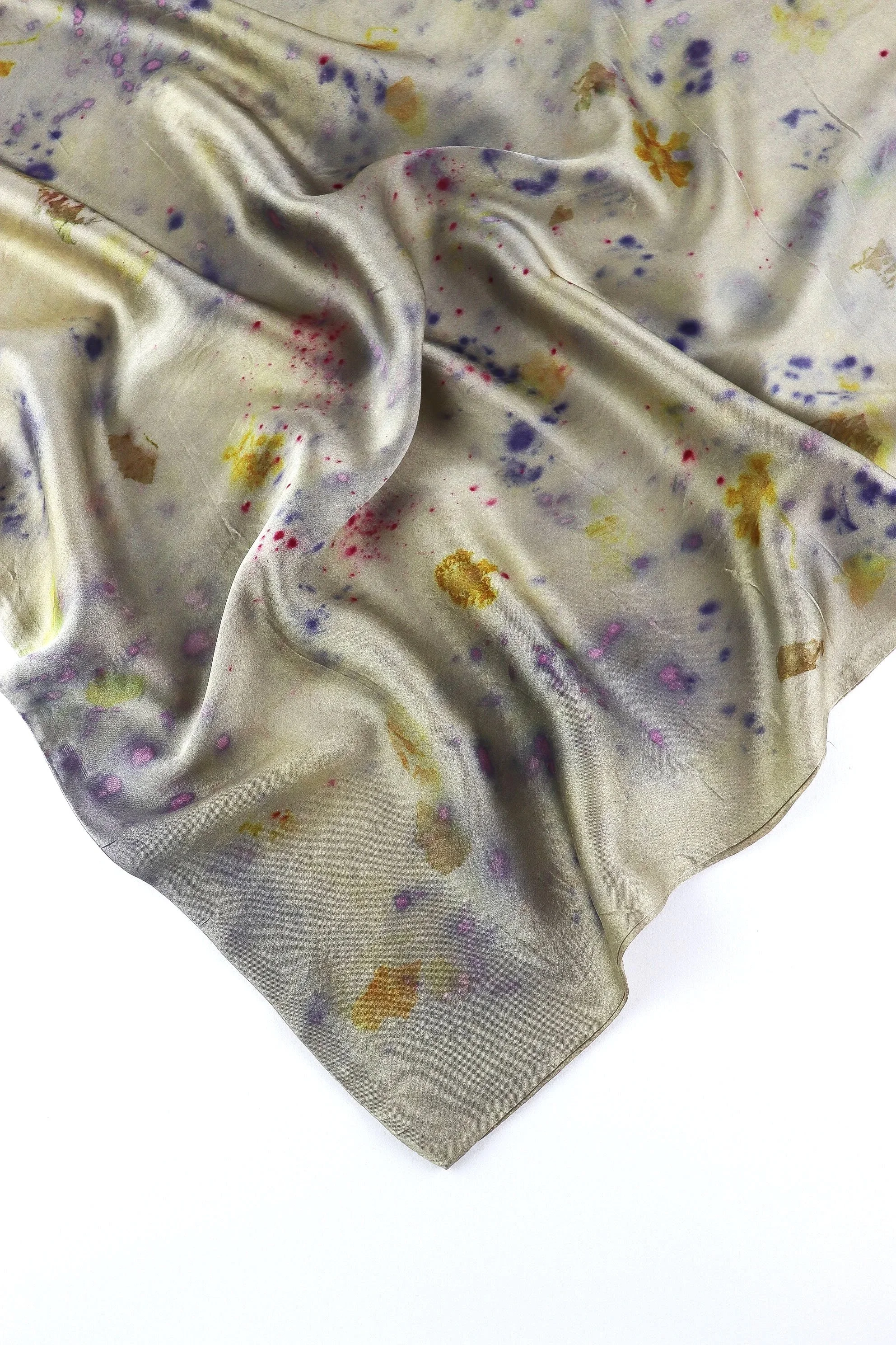 Botanically Dyed Silk Pillowcase eco printed with flowers. Mulberry silk pillowcase set of 2.
