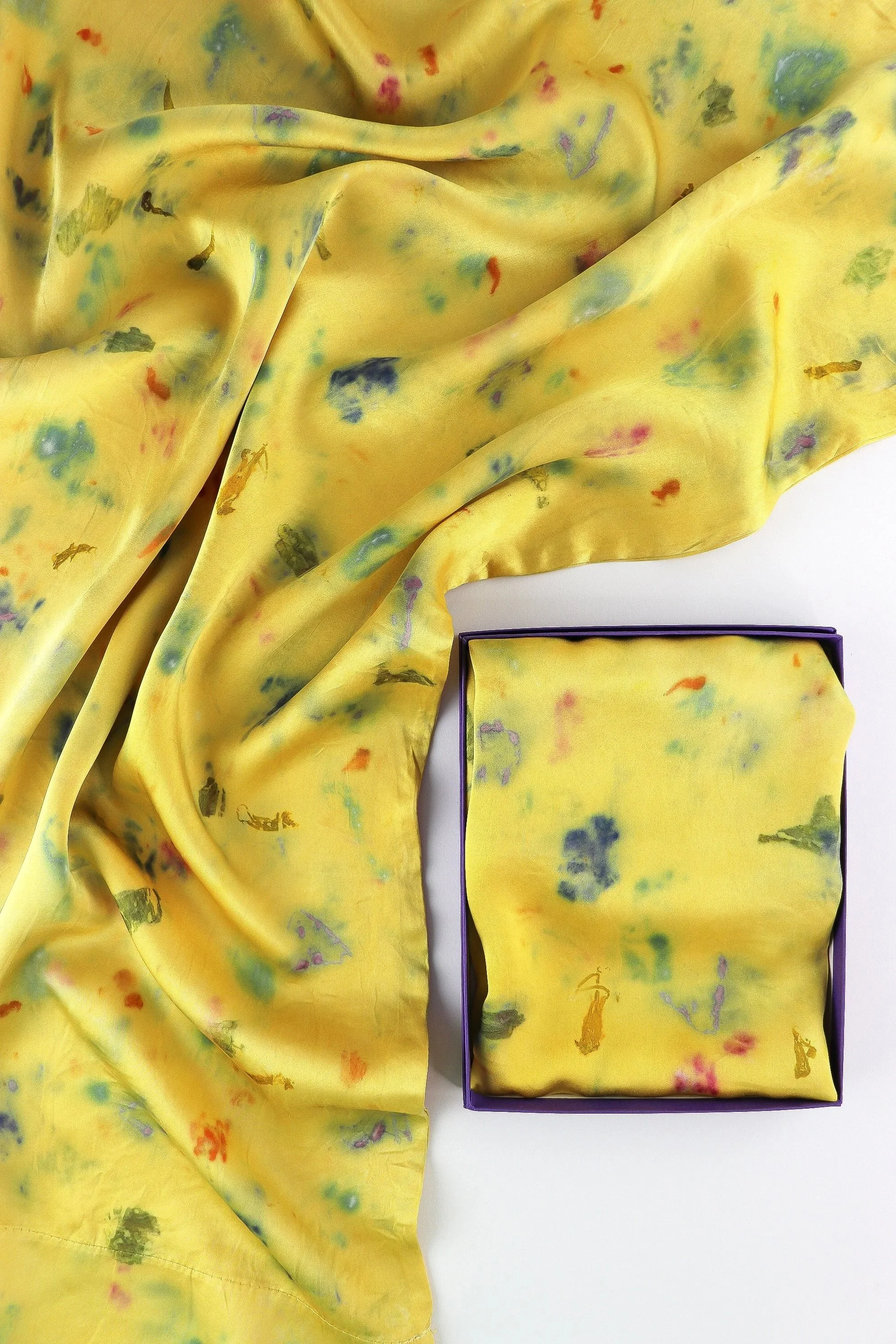 Botanically Dyed Silk Pillowcase eco printed with flowers. Silk Charmeuse pillowcase set of 2.