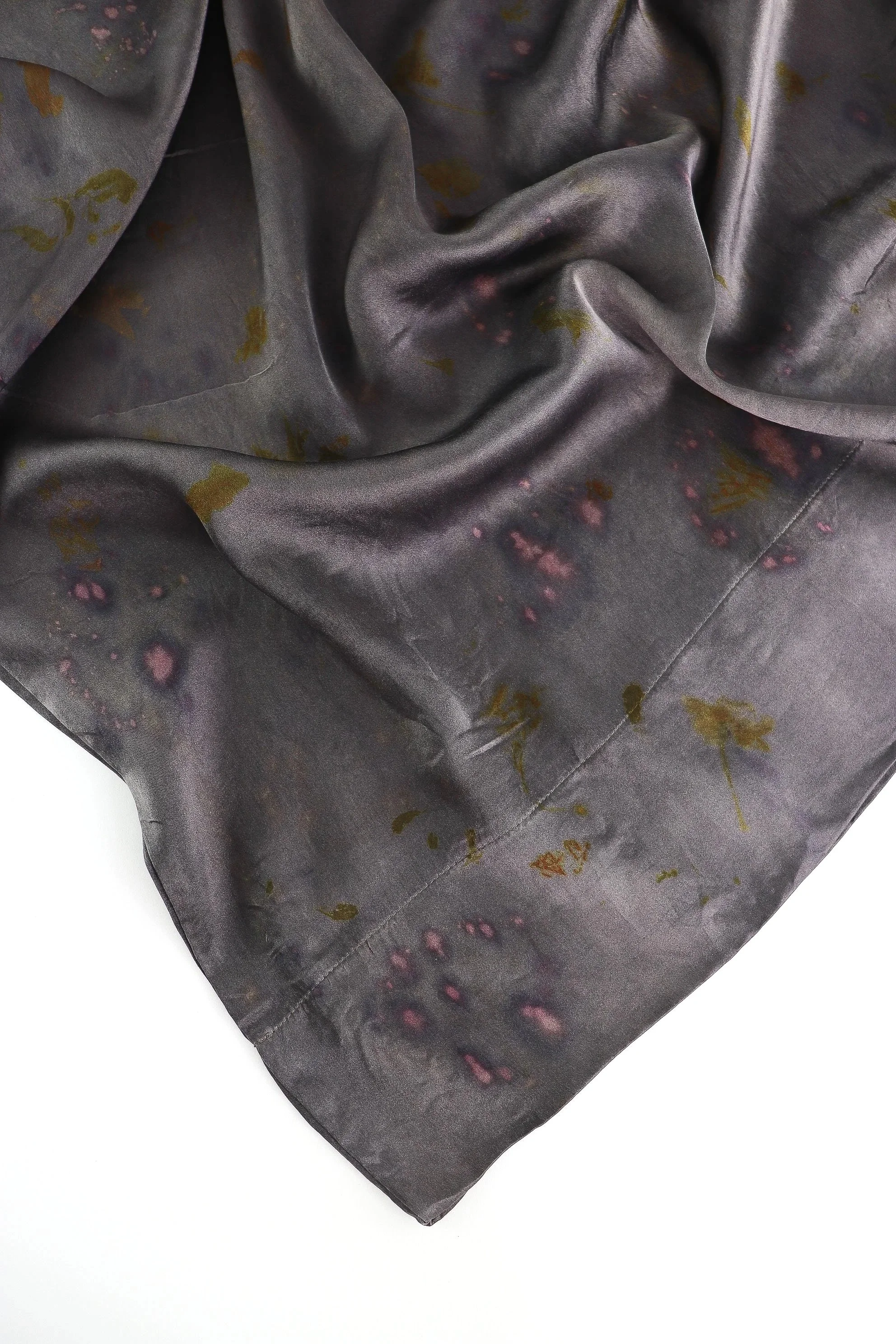 Botanically Dyed Silk Pillowcase eco printed with flowers. Mulberry silk pillowcase set of 2.