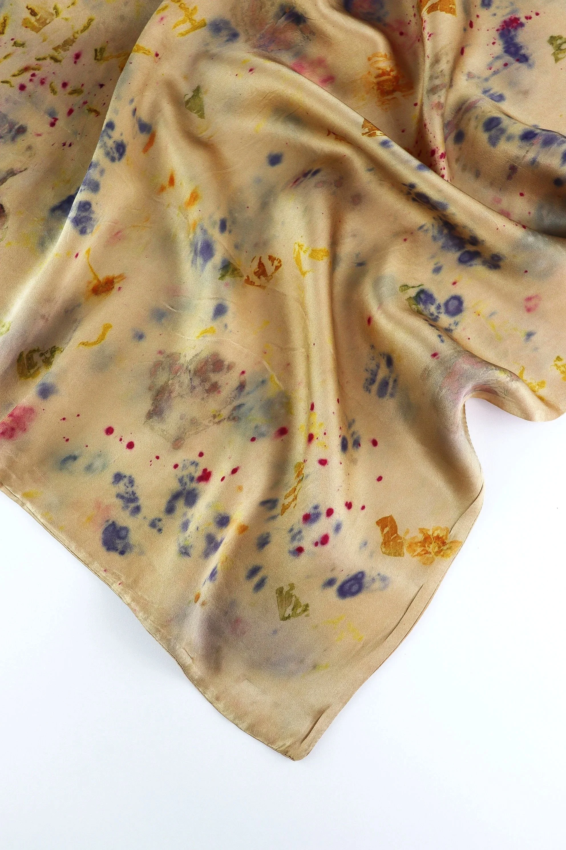 Botanically Dyed Silk Pillowcase eco printed with flowers. Mulberry silk pillowcase set of 2.