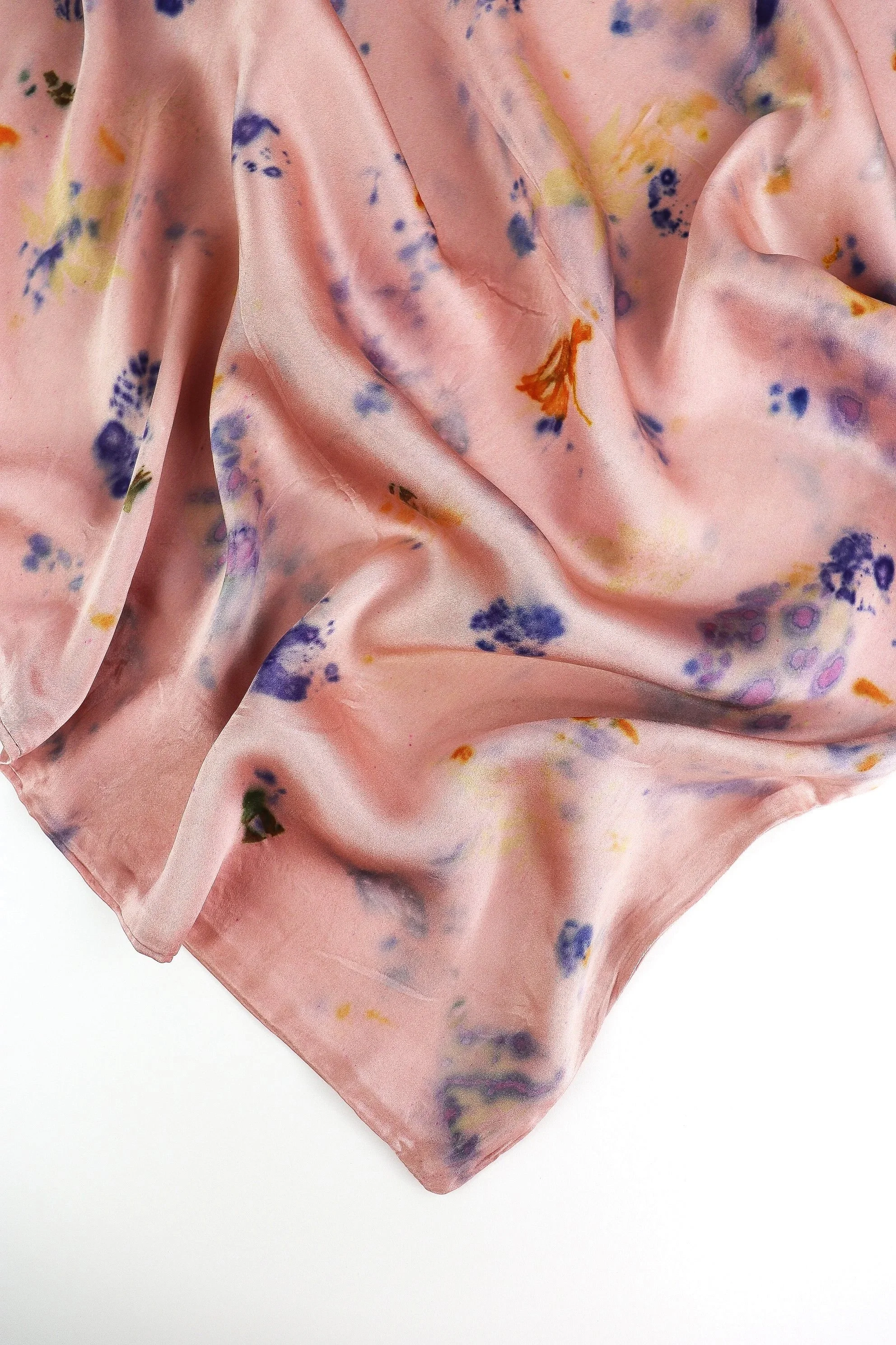 Botanically Dyed Silk Pillowcase eco printed with flowers. Mulberry silk Charmeuse pillowcase set of 2.