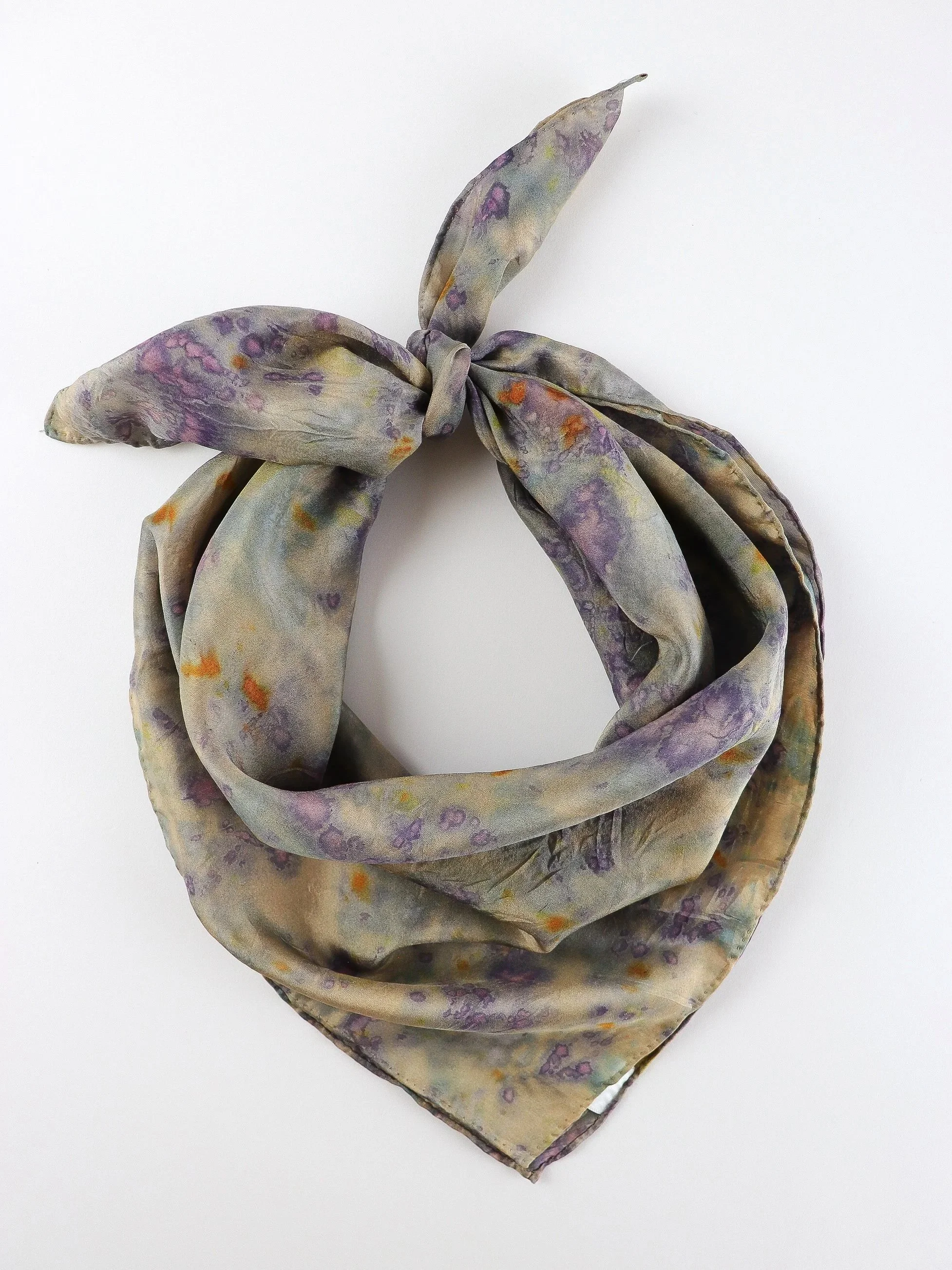 Botanically Dyed Silk Scarf. Eco printed silk scarf.