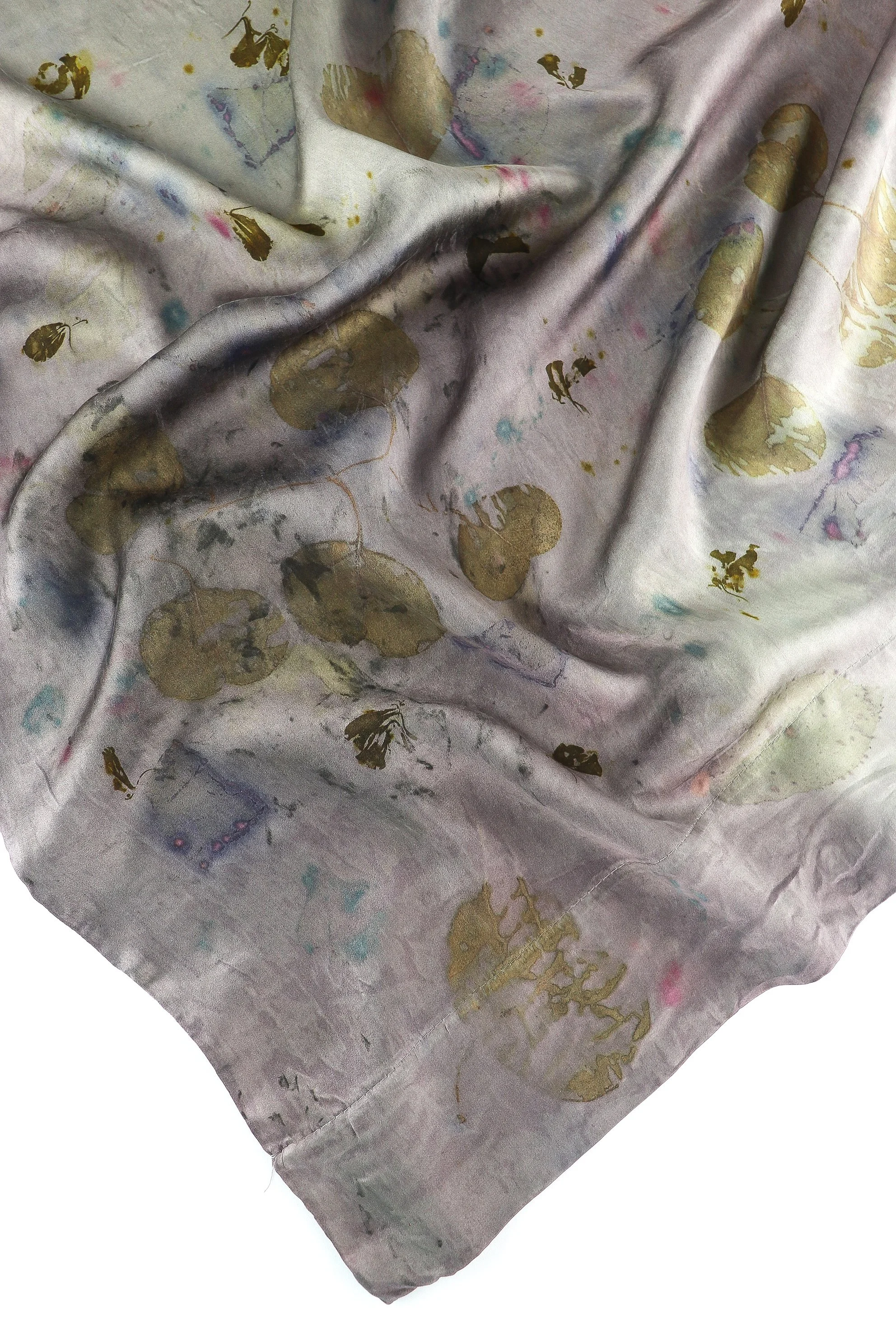 Botanically Dyed Silk Pillowcase eco printed with flowers. Silk Charmeuse pillowcase set of 2.