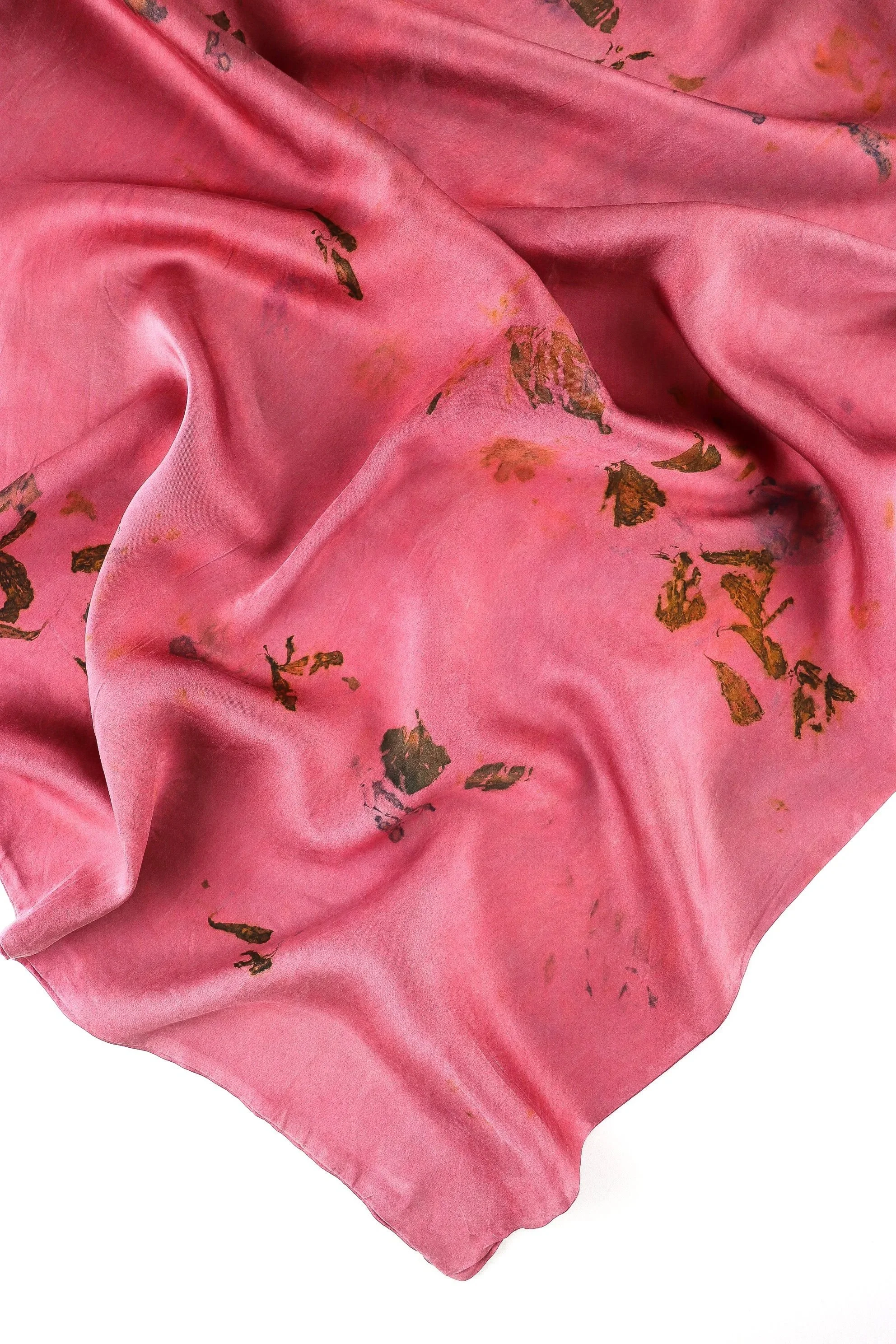 Botanically Dyed Silk Pillowcase eco printed with flowers. Silk Charmeuse pillowcase set of 2.