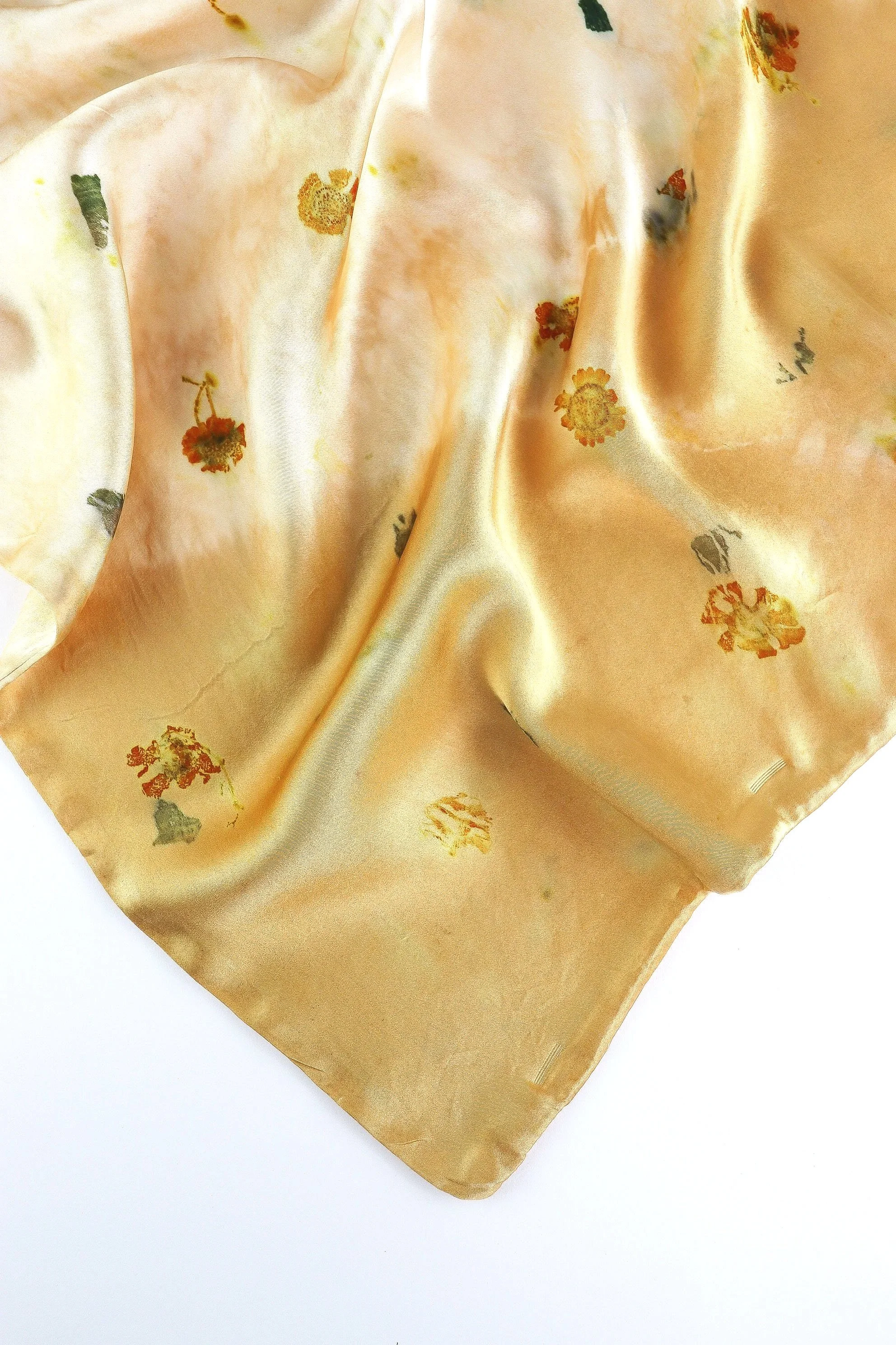 Botanically Dyed Silk Pillowcase eco printed with flowers. Mulberry silk pillowcase set of 2.
