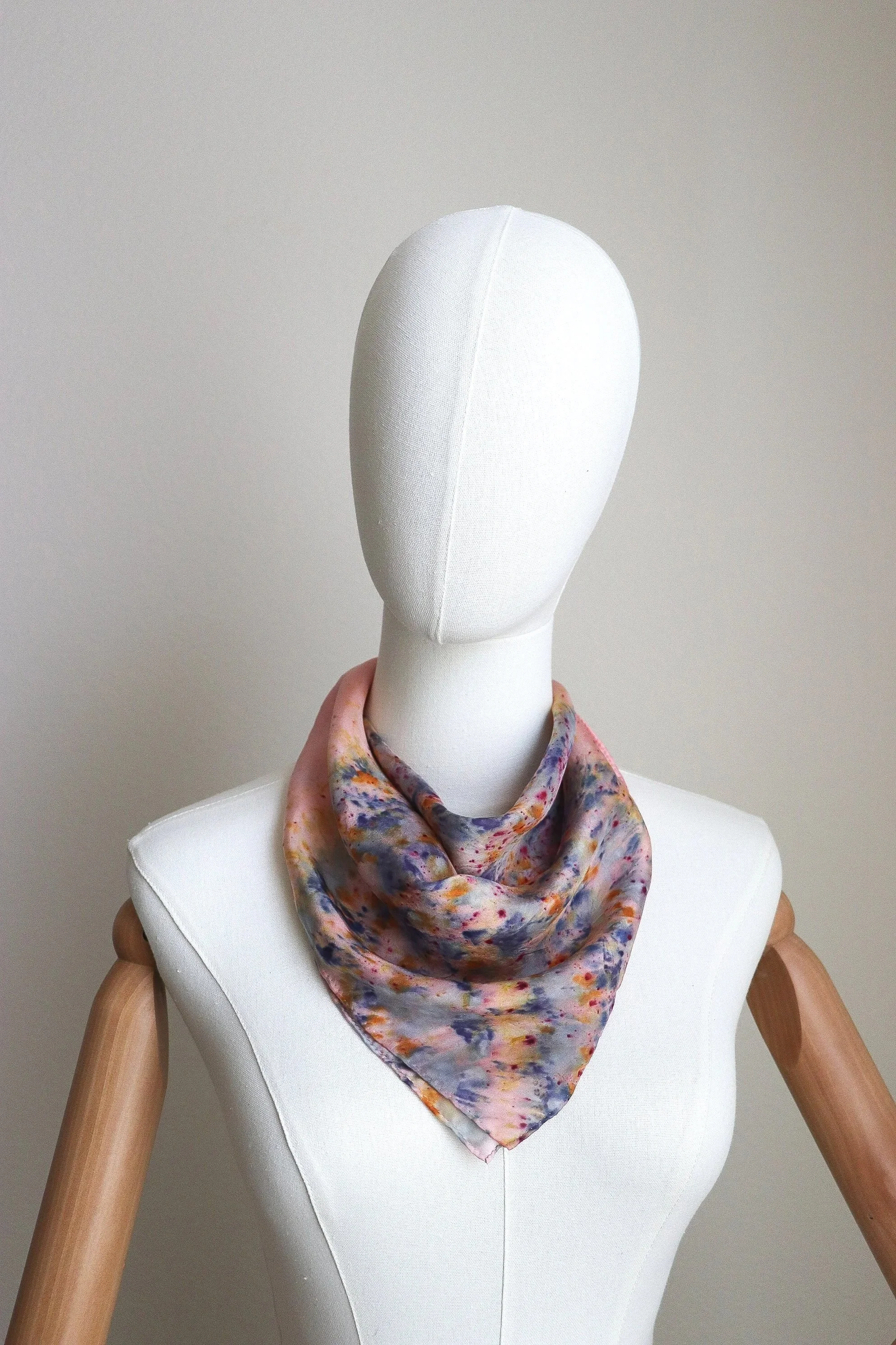Botanically Dyed Silk Scarf. Eco printed silk scarf.