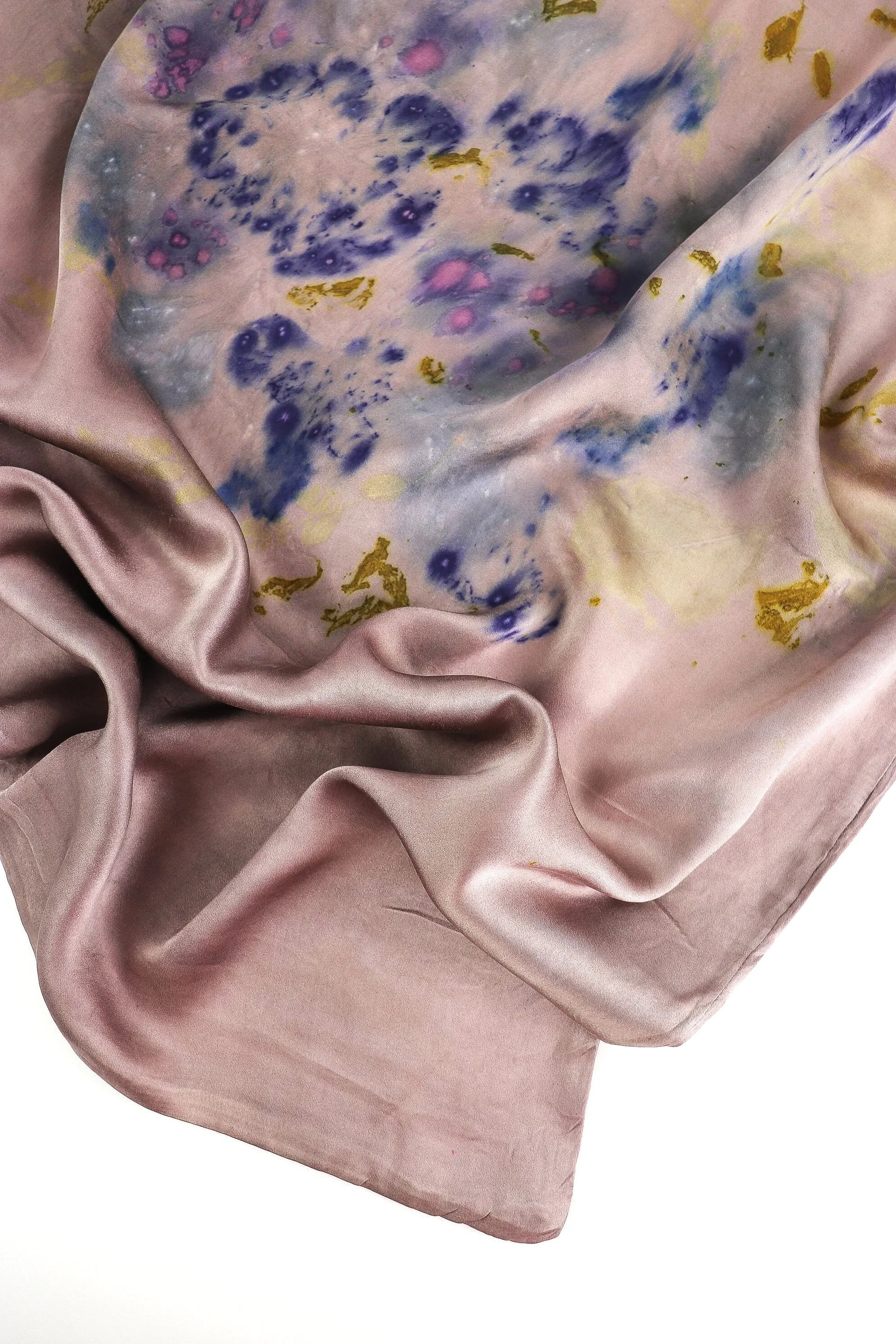 Botanically Dyed Silk Pillowcase eco printed with flowers. Mulberry silk Charmeuse pillowcase set of 2.