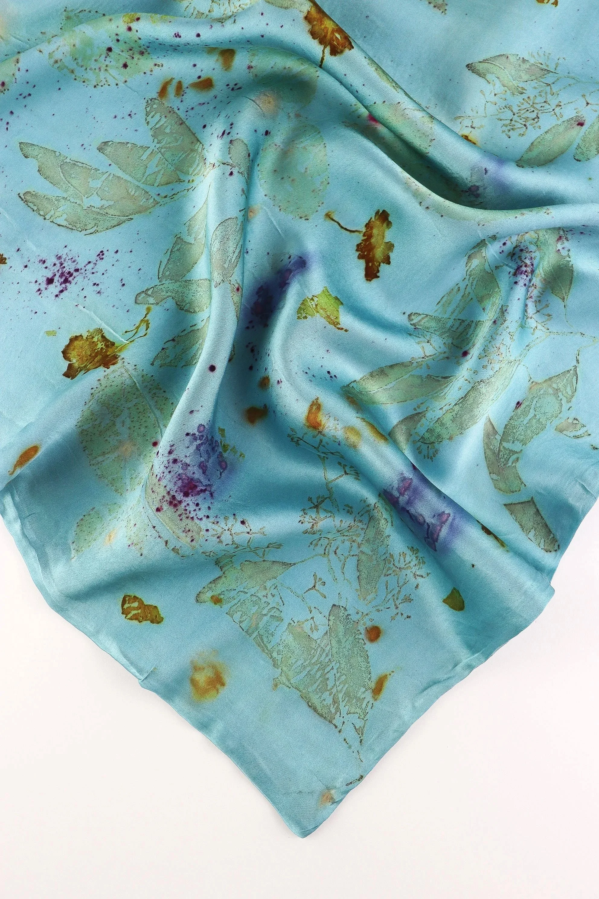 Botanically Dyed Silk Pillowcase eco printed with flowers. Mulberry silk pillowcase set of 2.