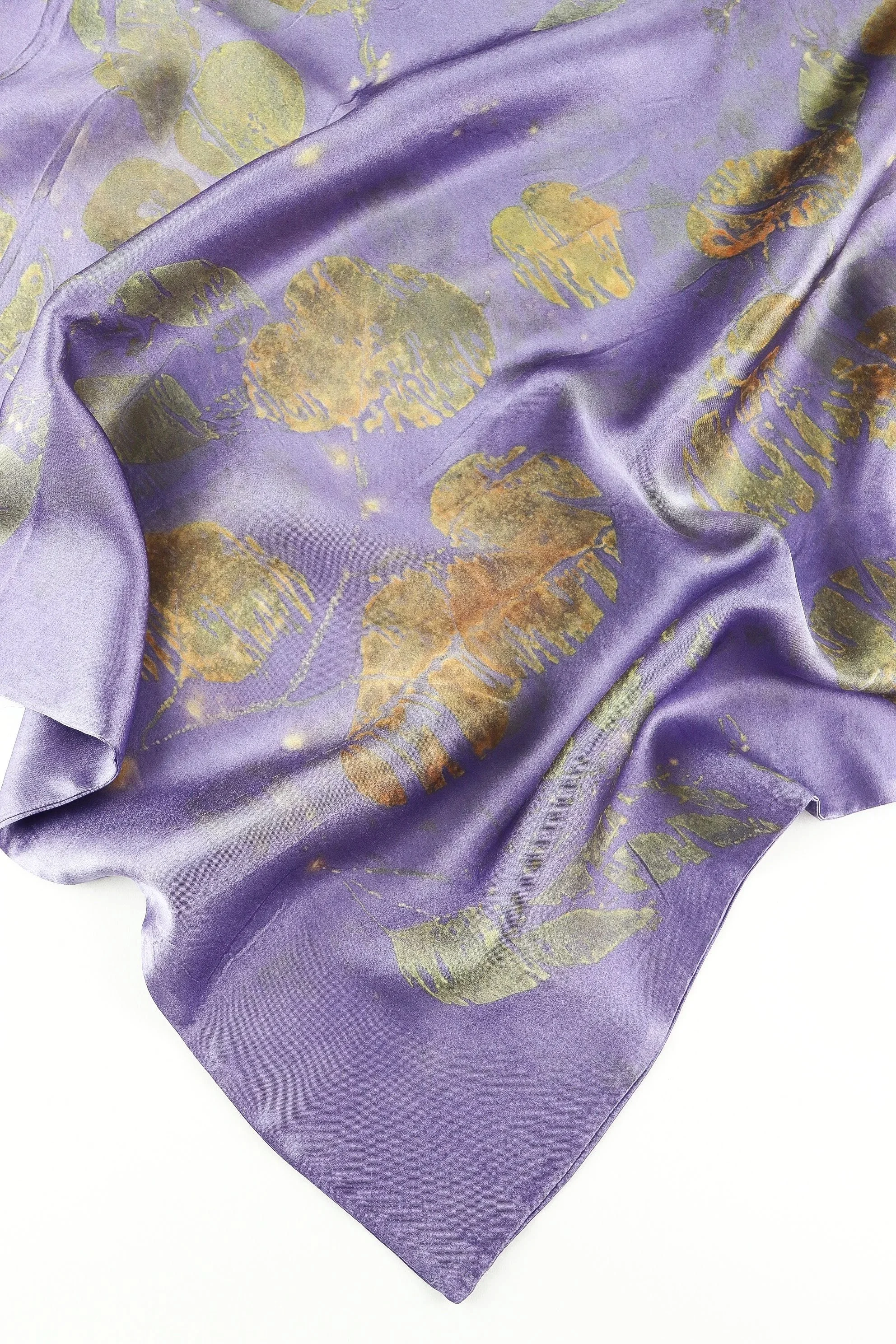 Botanically Dyed Silk Pillowcase eco printed with flowers. Mulberry silk pillowcase set of 2.