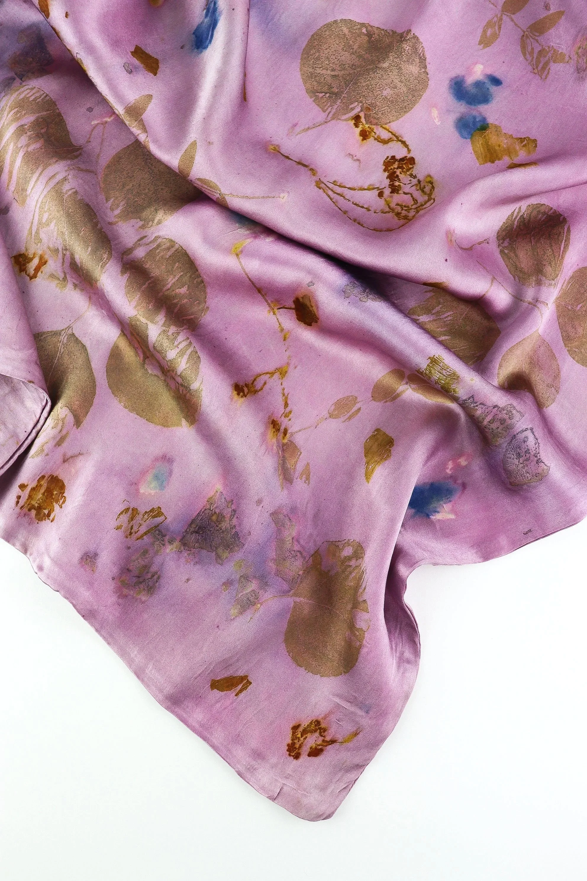 Botanically Dyed Silk Pillowcase eco printed with flowers. Mulberry silk pillowcase set of 2.