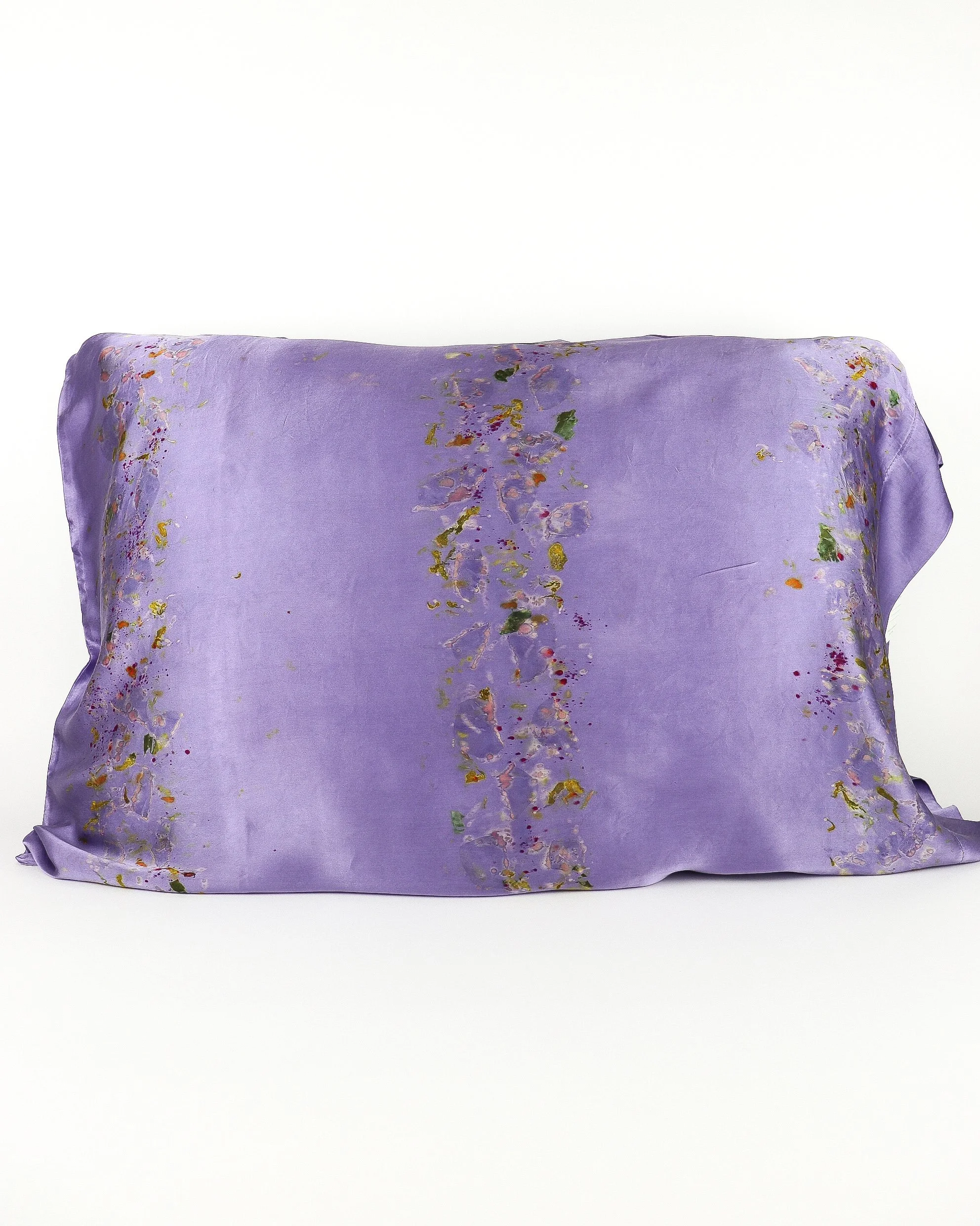 Botanically Dyed Silk Pillowcase eco printed with flowers. Silk Charmeuse pillowcase set of 2.