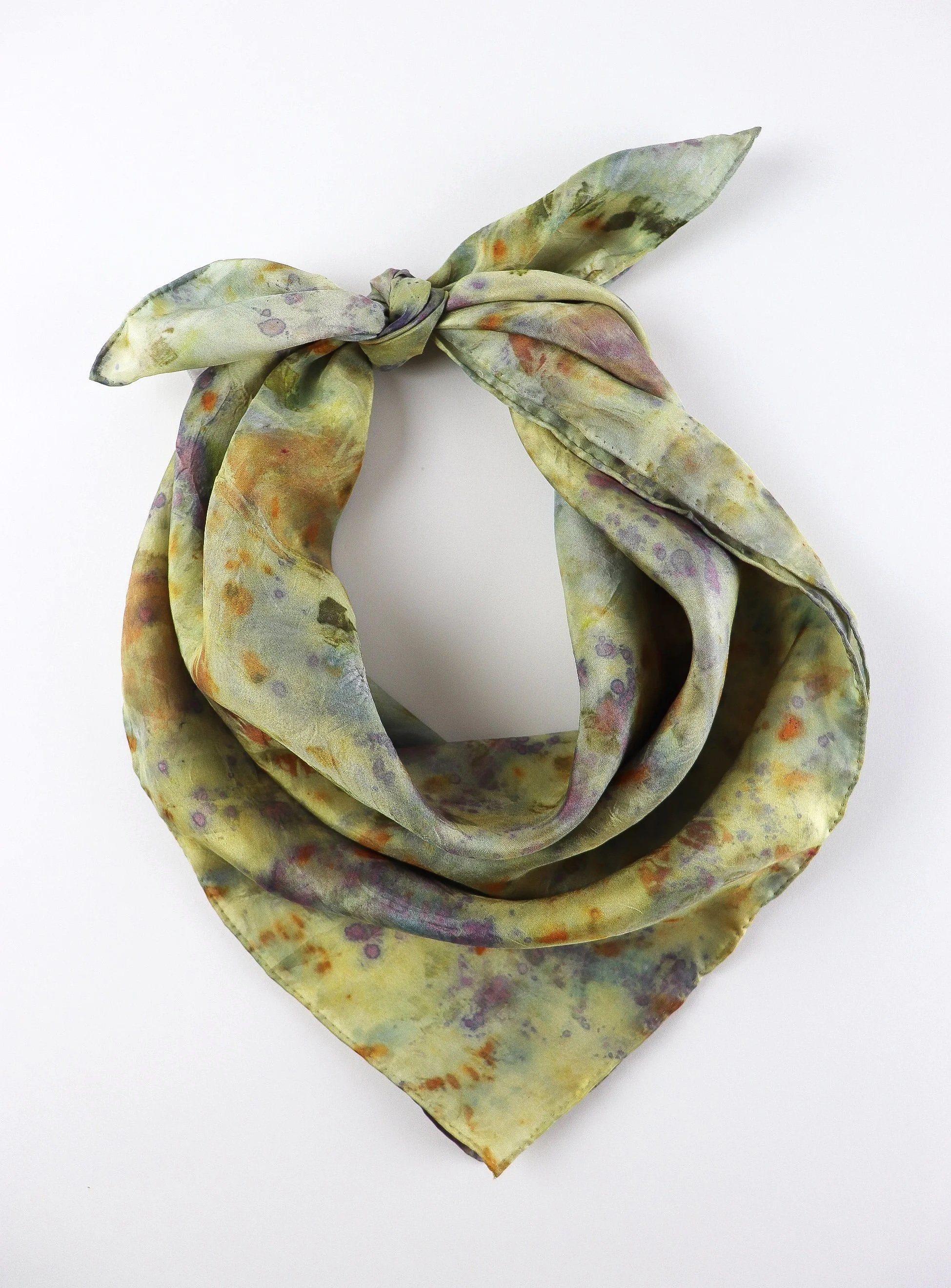 Botanically Dyed Silk Scarf. Eco printed silk scarf.