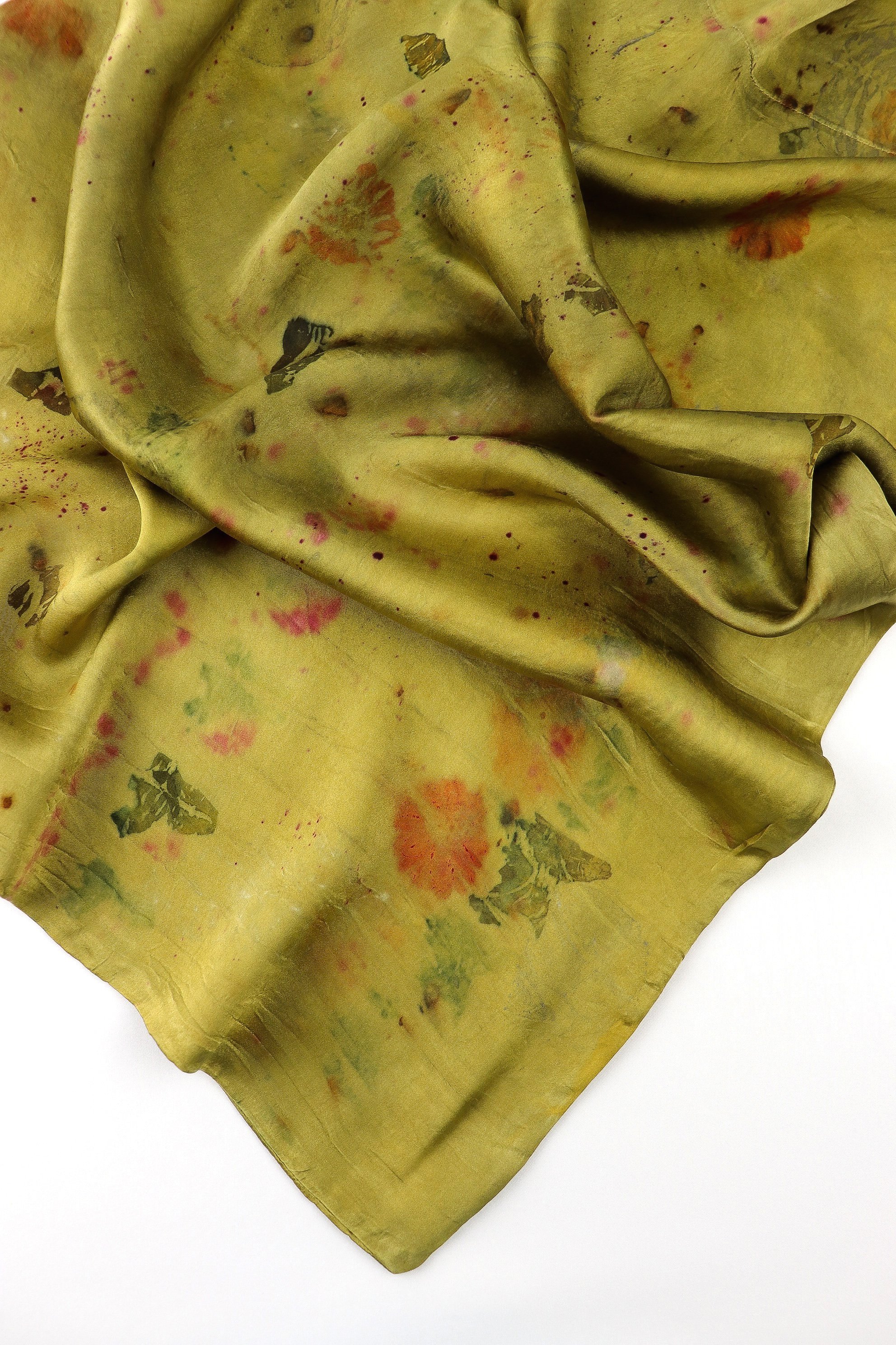 Botanically Dyed Silk Pillowcase eco printed with flowers. 100% Silk Charmeuse. One of a kind silk pillowcase. Silk Pillowcase near me. Hand dyed silk pillowcase in San Francisco Bay Area.