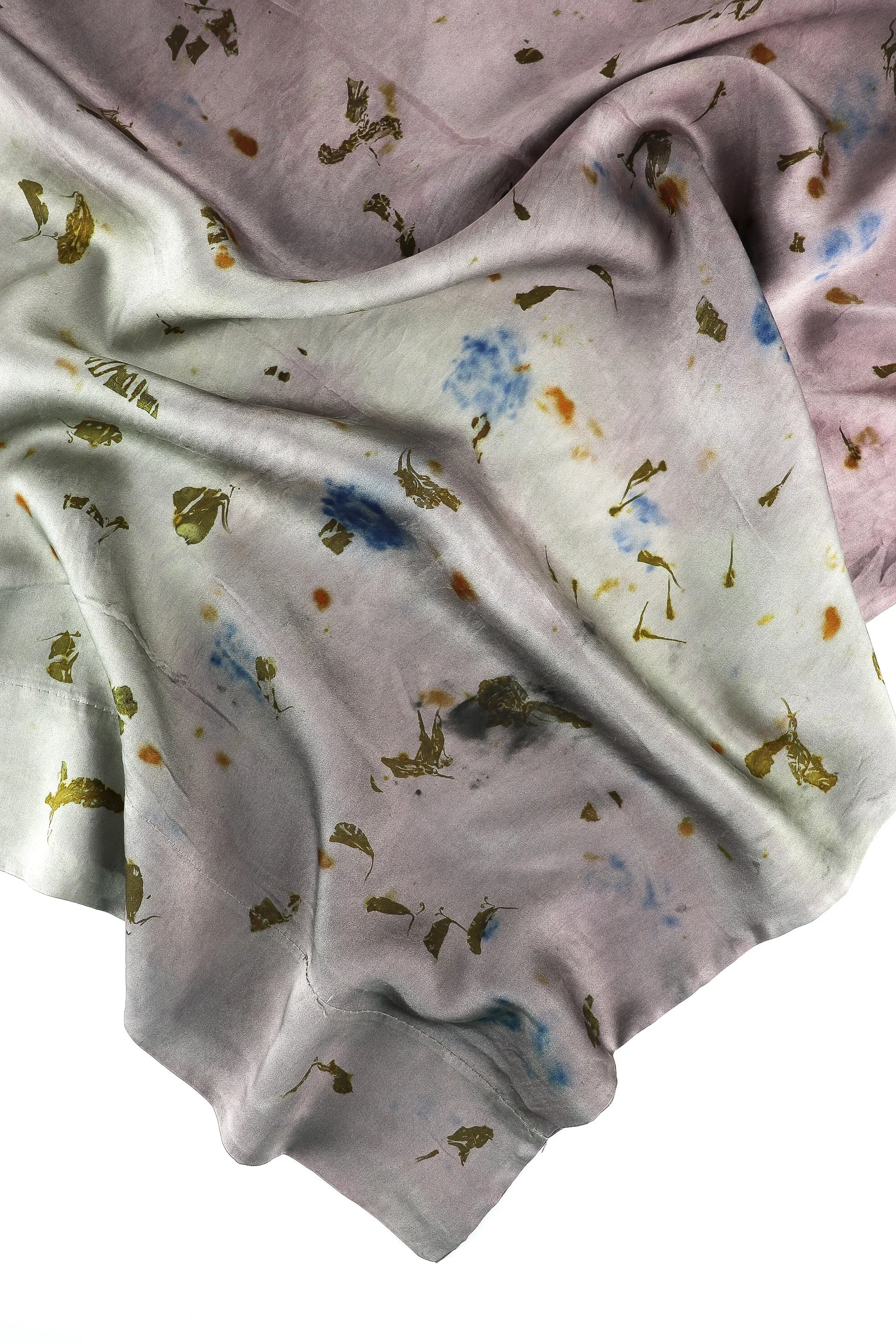 Botanically Dyed Silk Pillowcase eco printed with flowers. Silk Charmeuse pillowcase set of 2.