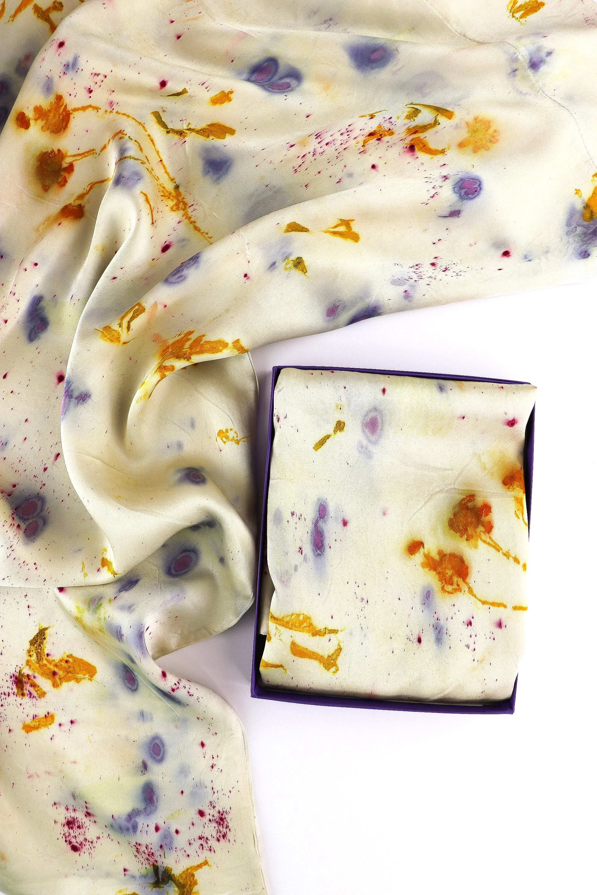 Botanically Dyed Silk Pillowcase eco printed with flowers. Silk Charmeuse pillowcase set of 2.