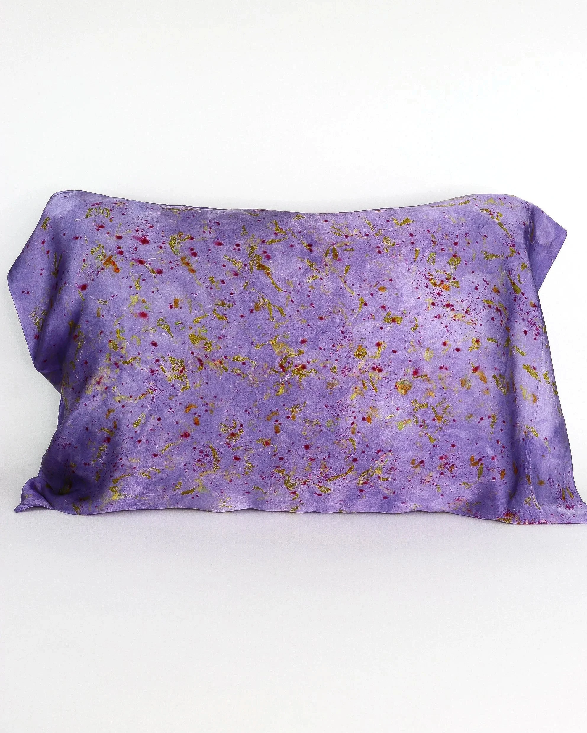 Botanically Dyed Silk Pillowcase eco printed with flowers. Silk Charmeuse pillowcase.