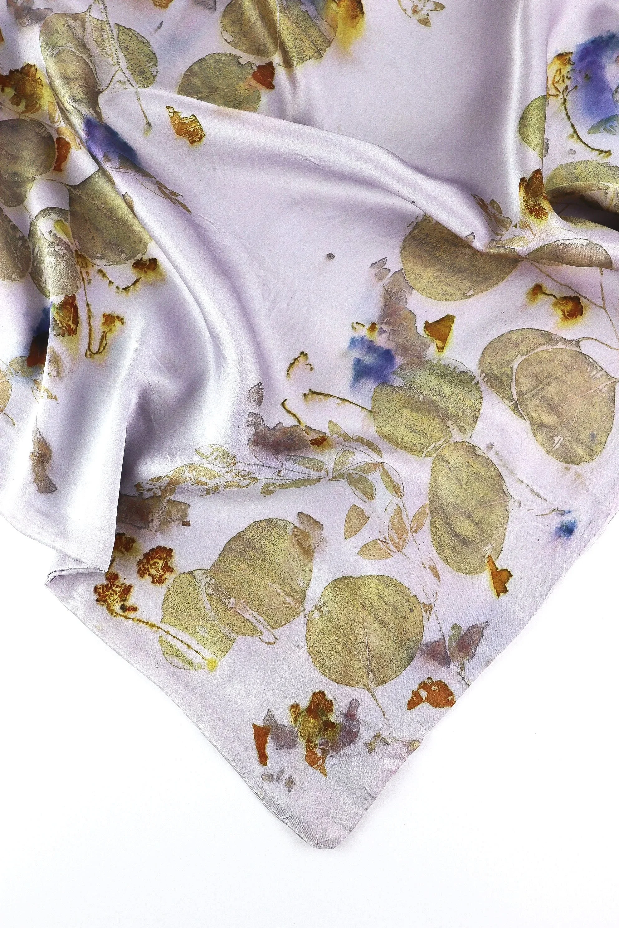 Botanically Dyed Silk Pillowcase eco printed with flowers. Mulberry silk pillowcase set of 2.