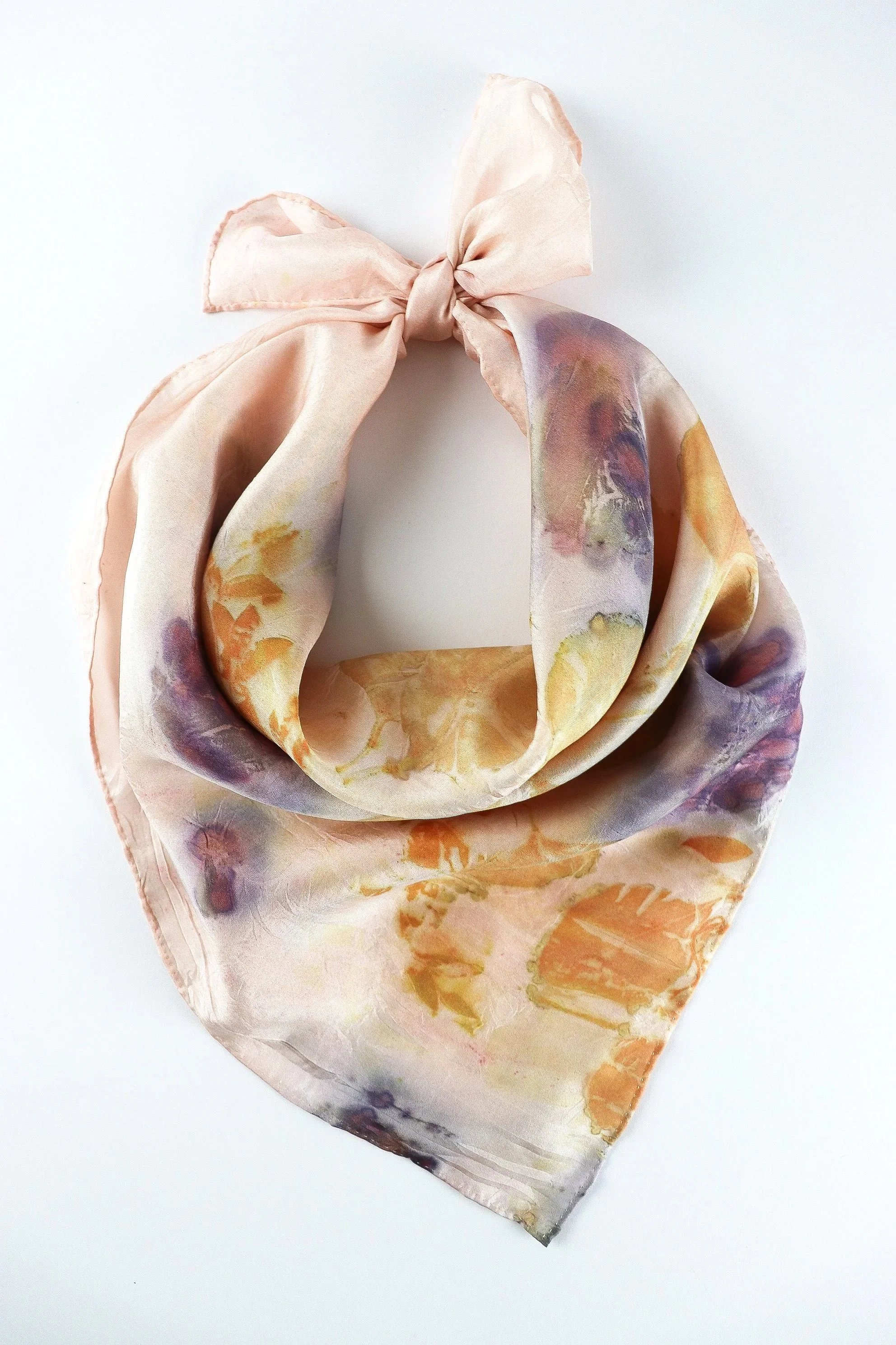 Botanically Dyed Silk Scarf. Eco printed silk scarf.