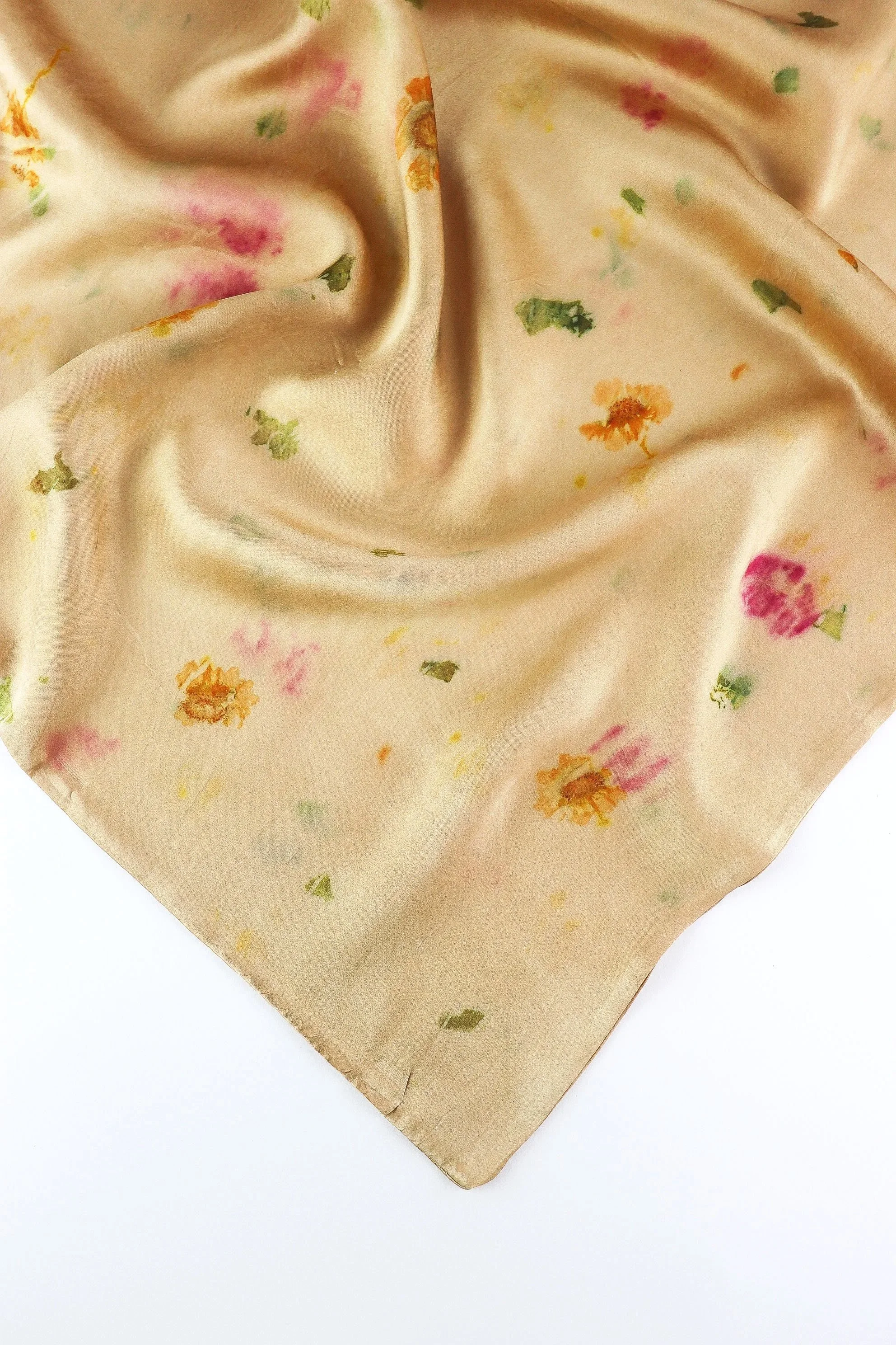 Botanically Dyed Silk Pillowcase eco printed with flowers. Mulberry silk pillowcase set of 2.