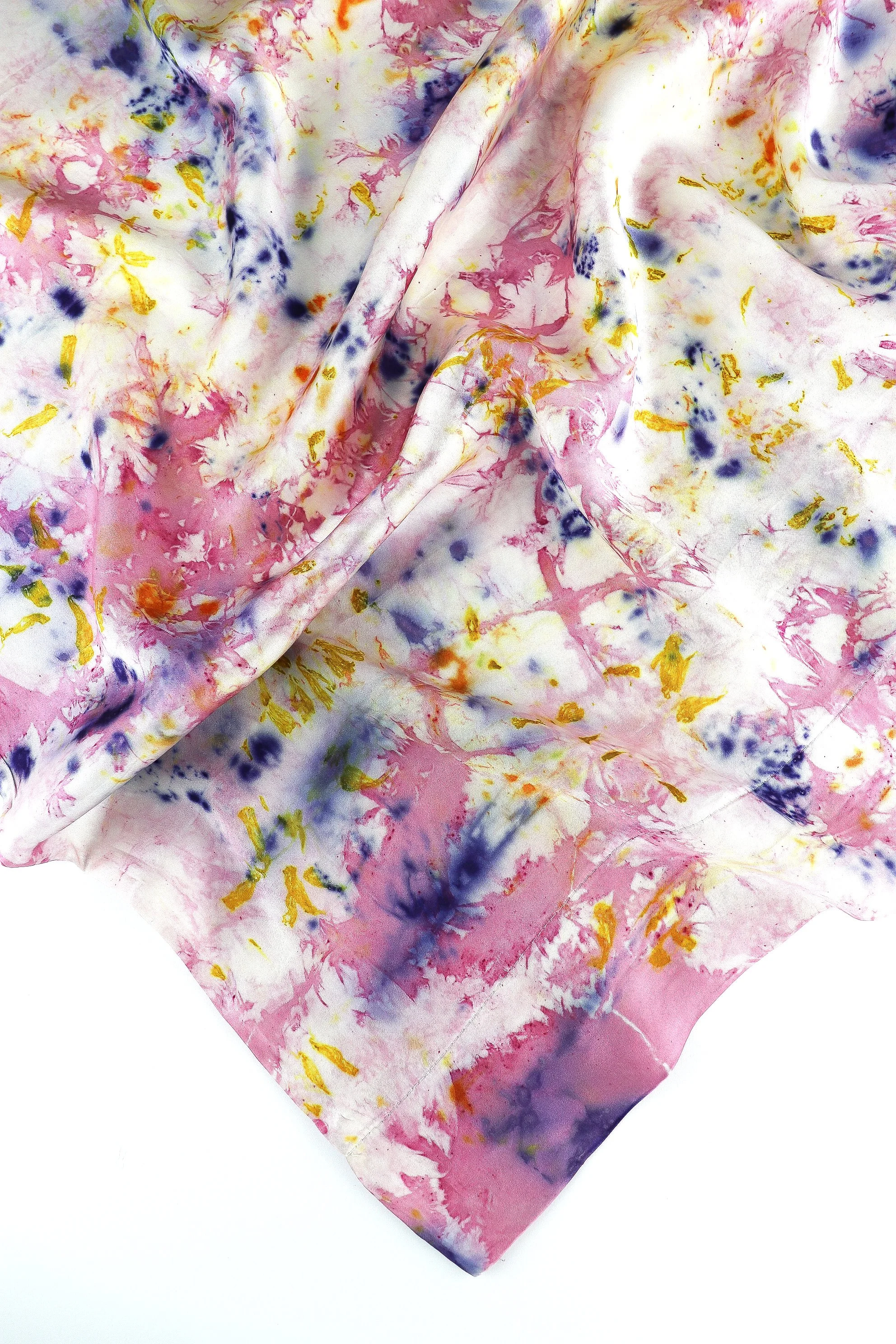 Botanically Dyed Silk Pillowcase eco printed with flowers. Silk Charmeuse pillowcase set of 2.