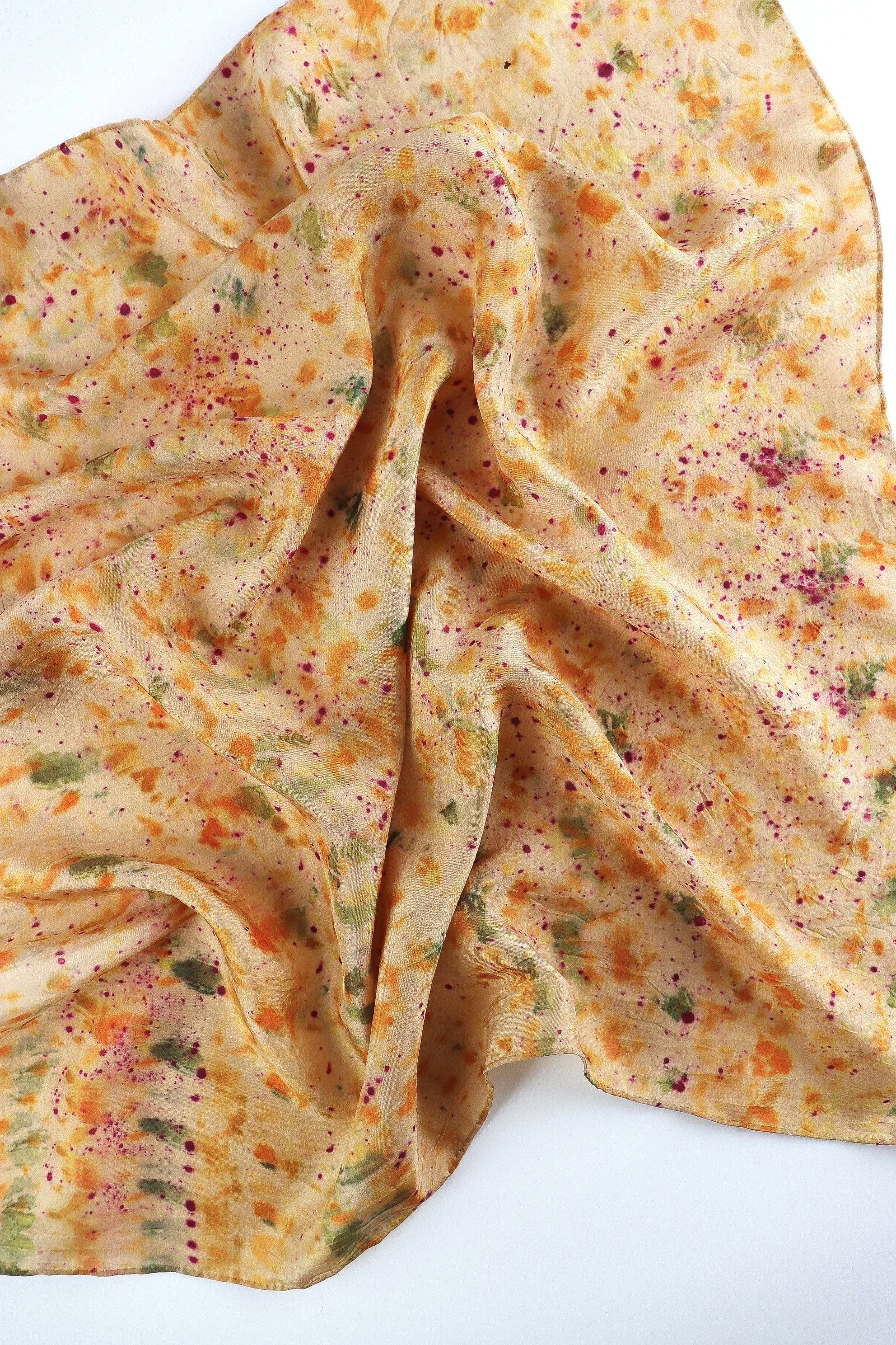 Botanically Dyed Silk Scarf. Eco printed silk scarf.