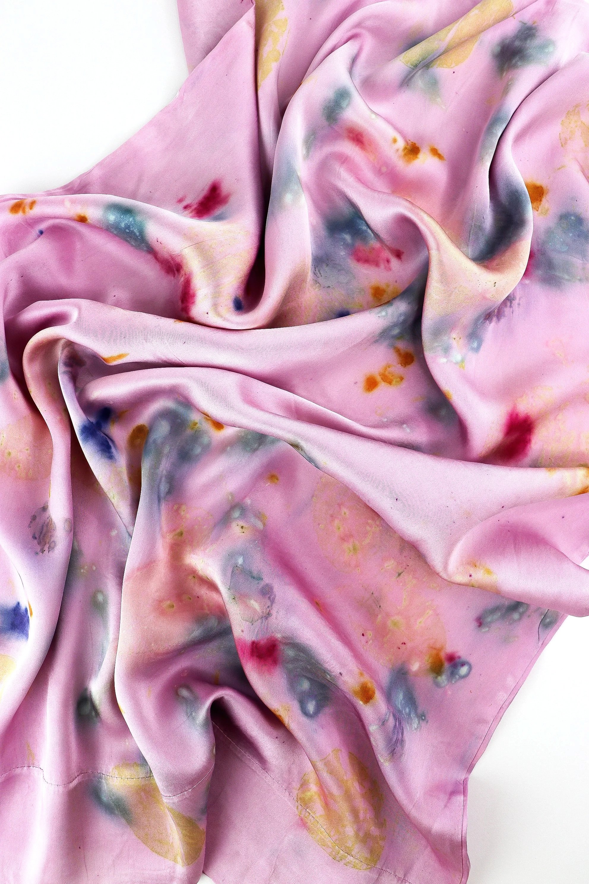 Botanically Dyed Silk Pillowcase eco printed with flowers. 100% Silk Charmeuse. One of a kind silk pillowcase. Silk Pillowcase near me. Plant dyed silk pillowcase in San Francisco Bay Area.