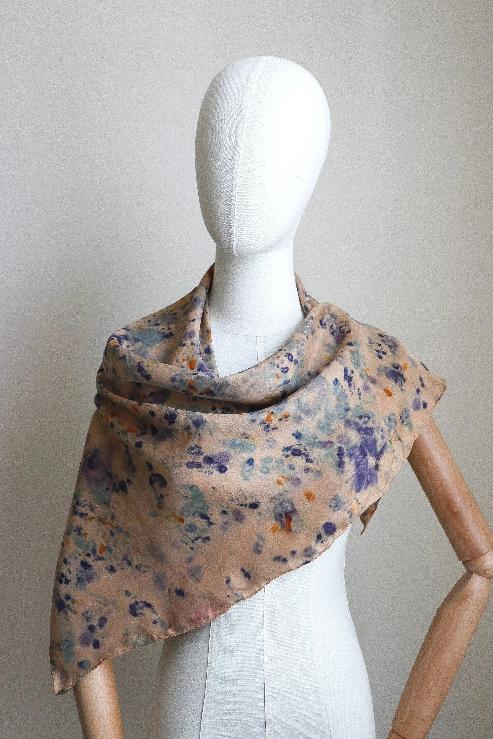Botanically Dyed Silk Scarf. Eco printed silk scarf.