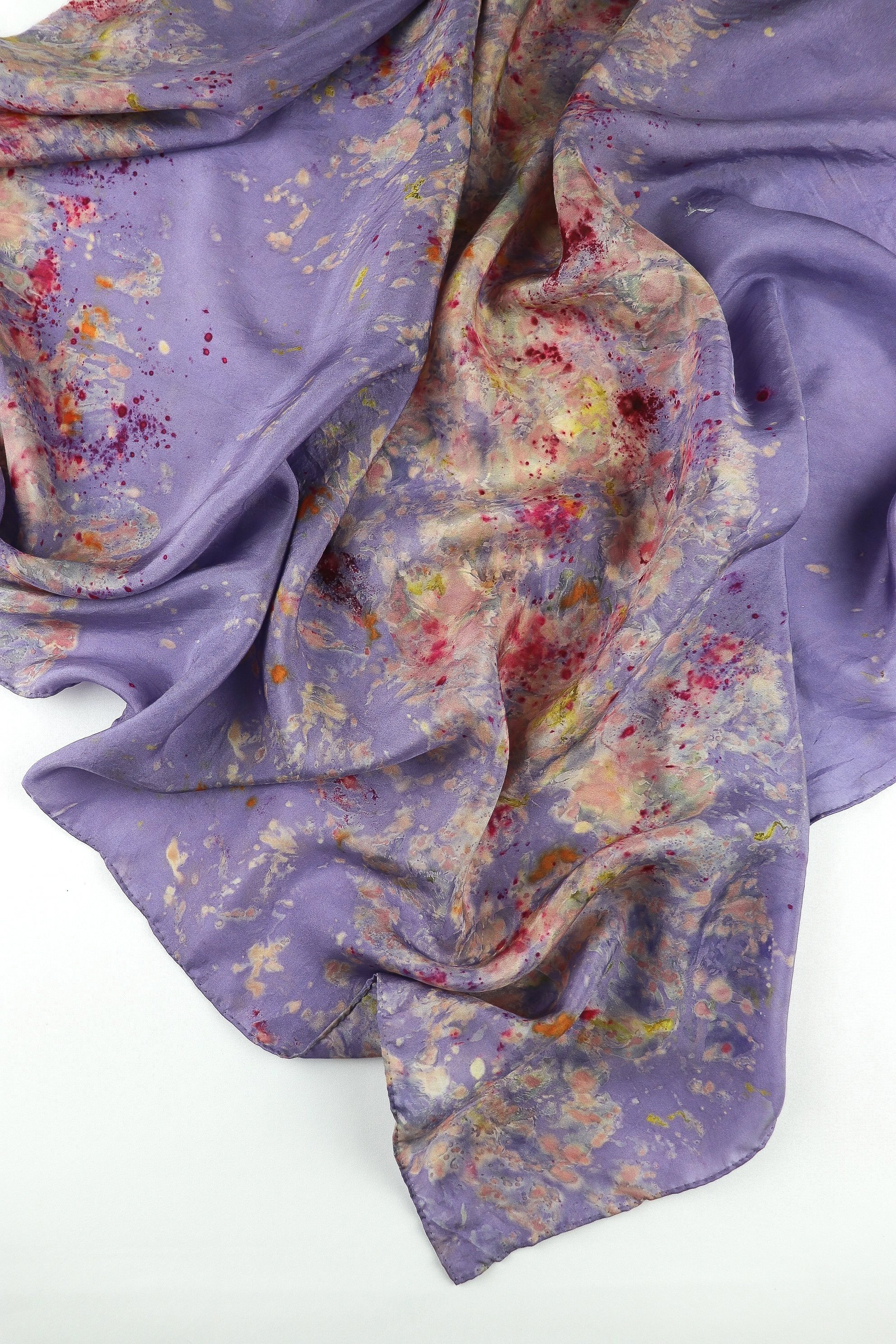 One of a kind botanically Dyed Silk Scarf and bandana 36”X 36”. Naturally dyed with fresh flowers. AJNA Silk Scarf.Botanically dyed Silk bandana in San Francisco Bay Area California