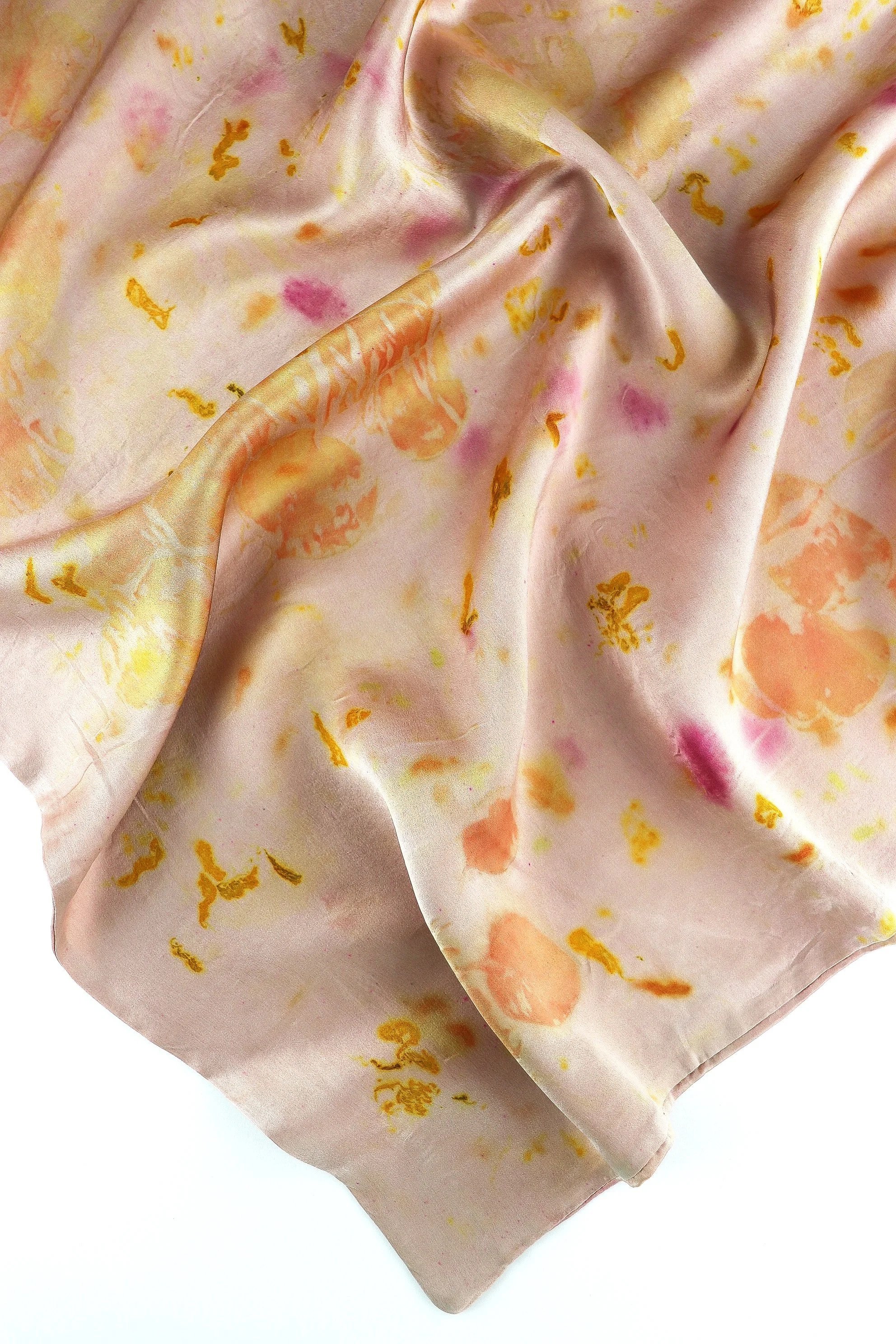 Botanically Dyed Silk Pillowcase eco printed with flowers. Silk Charmeuse pillowcase set of 2.