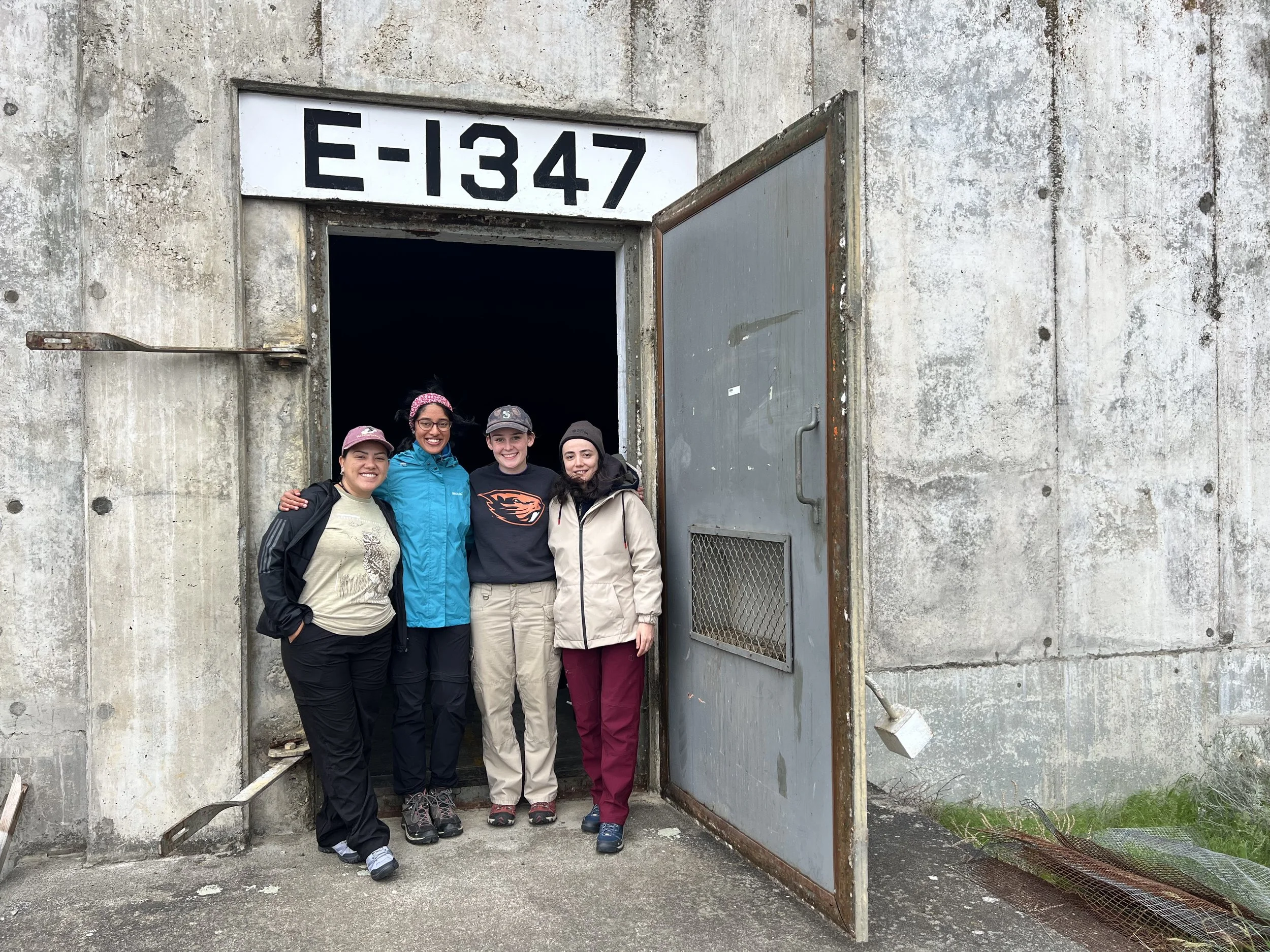 Priscilla, Mala, Clara, and Elif in front of the igloo.