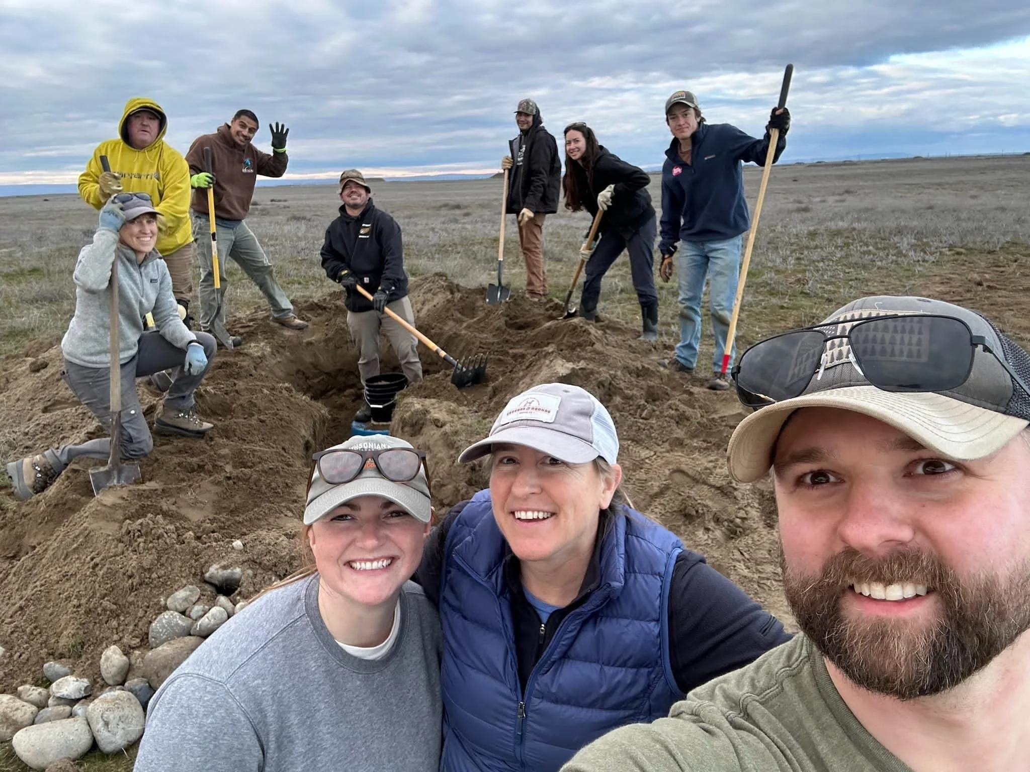 Group selfie as we installed an upgraded burrow.