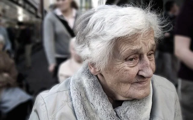 senior elder sad gray