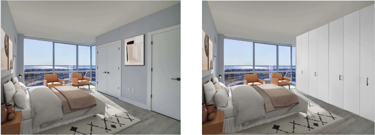 Magiglide custom sized closet doors.