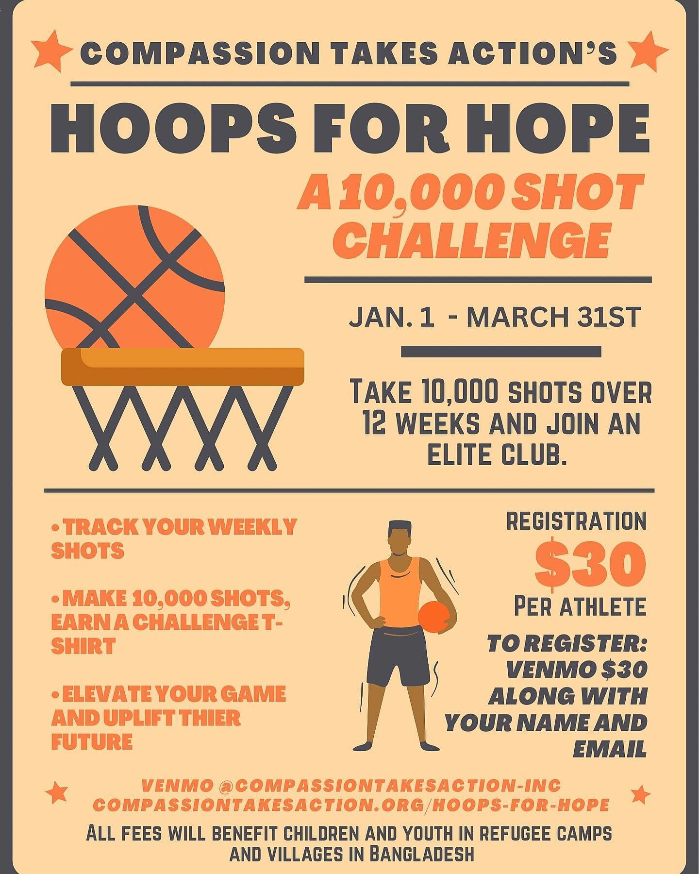 🏀Hoops for Hope🏀 A 10,000 SHOT CHALLENGE
ELEVATE YOUR GAME AND HELP UPLIFT THE LIVES OF YOUTH AND CHILDREN IN NEED