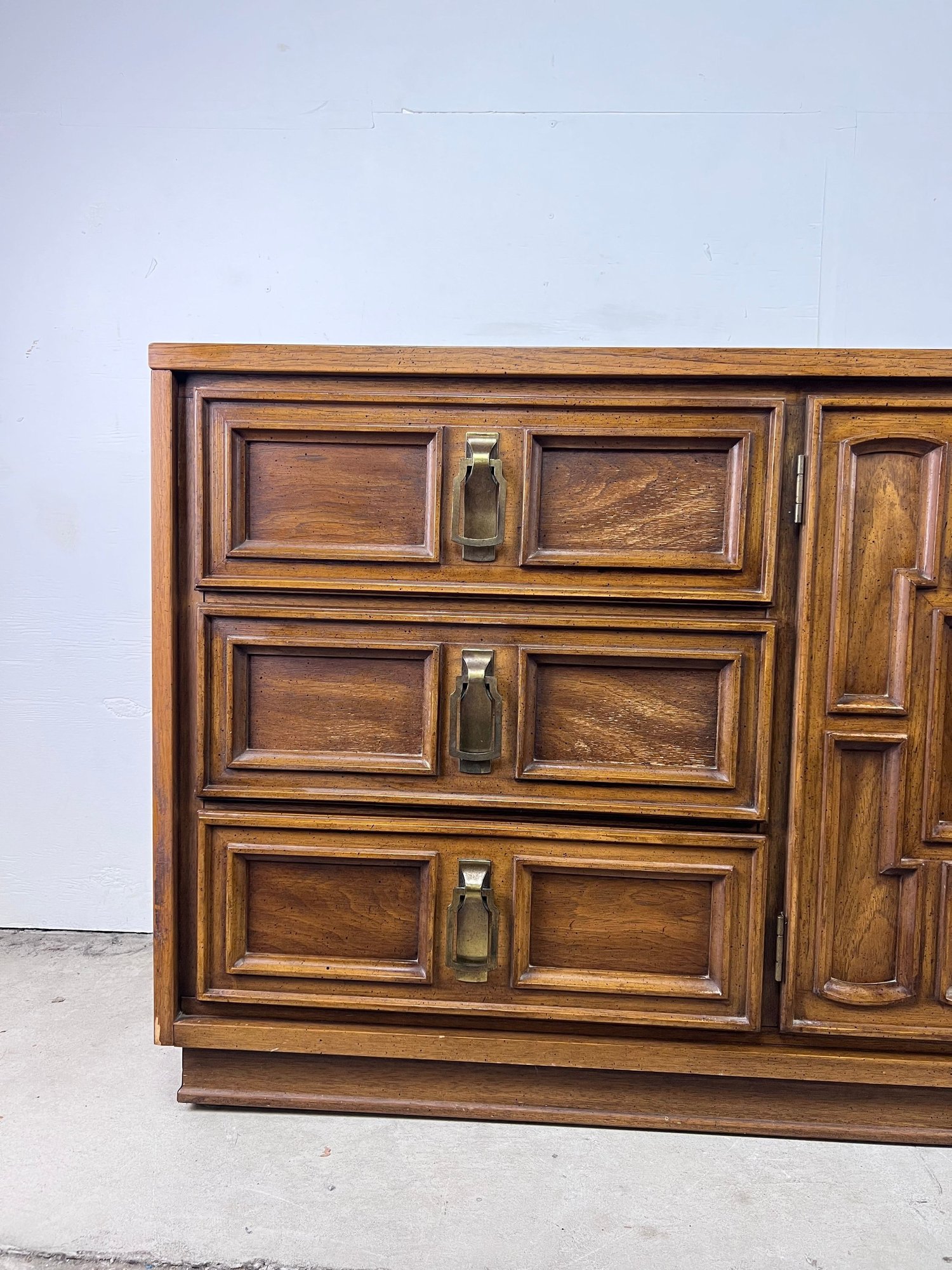 Mid Century Spanish Revival Lowboy Dresser by Stanley  APV Modern