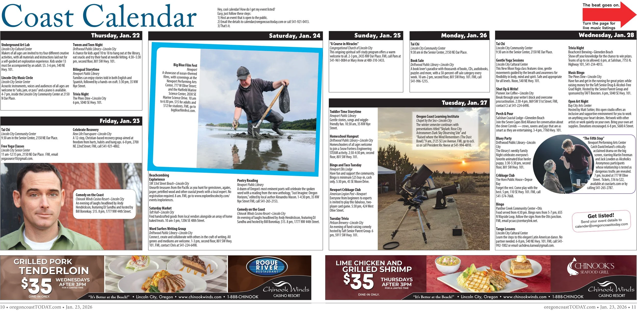 Coast Calendar: Jan. 22-28