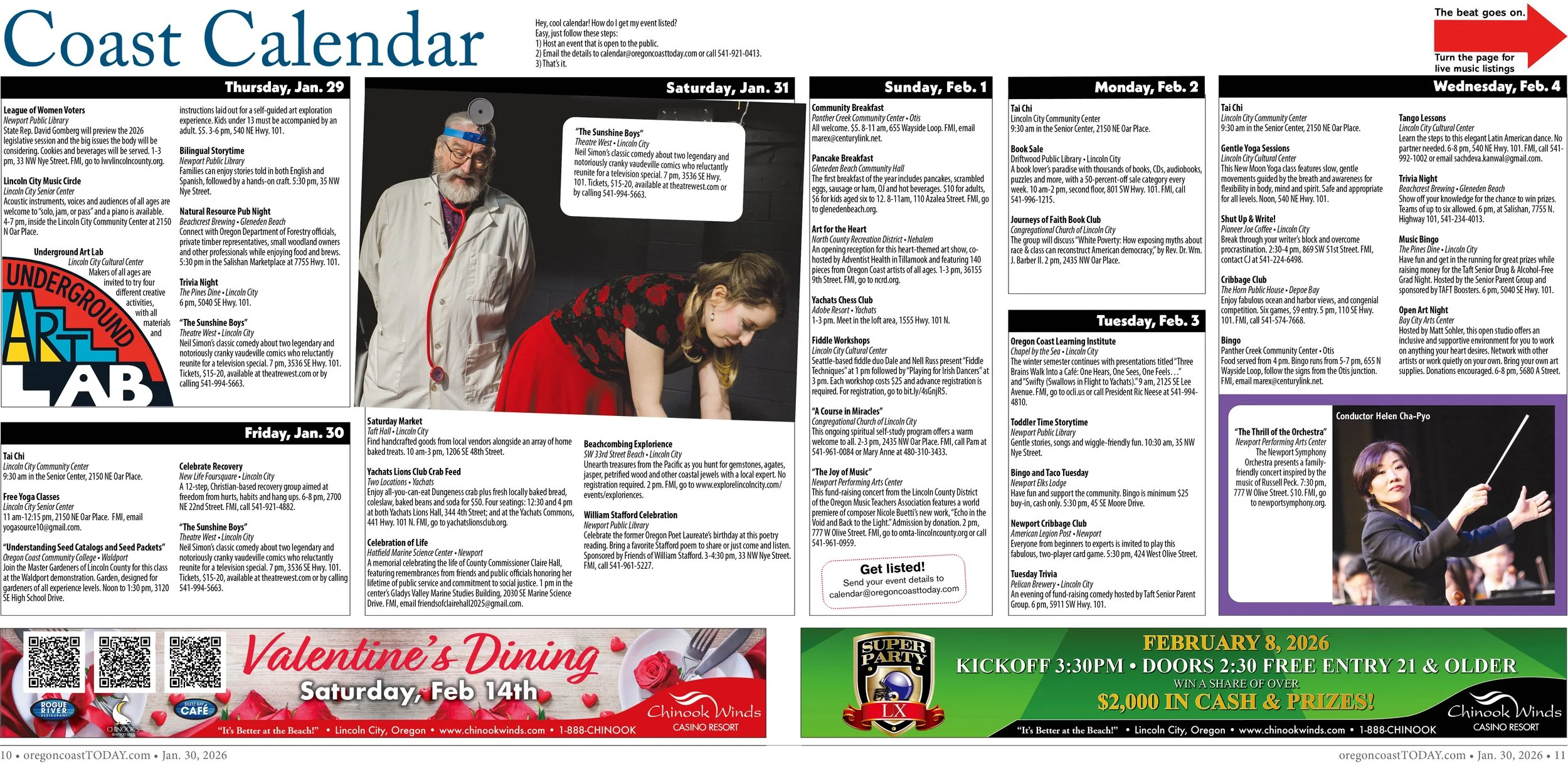 Coast Calendar: Jan. 29-Feb. 4