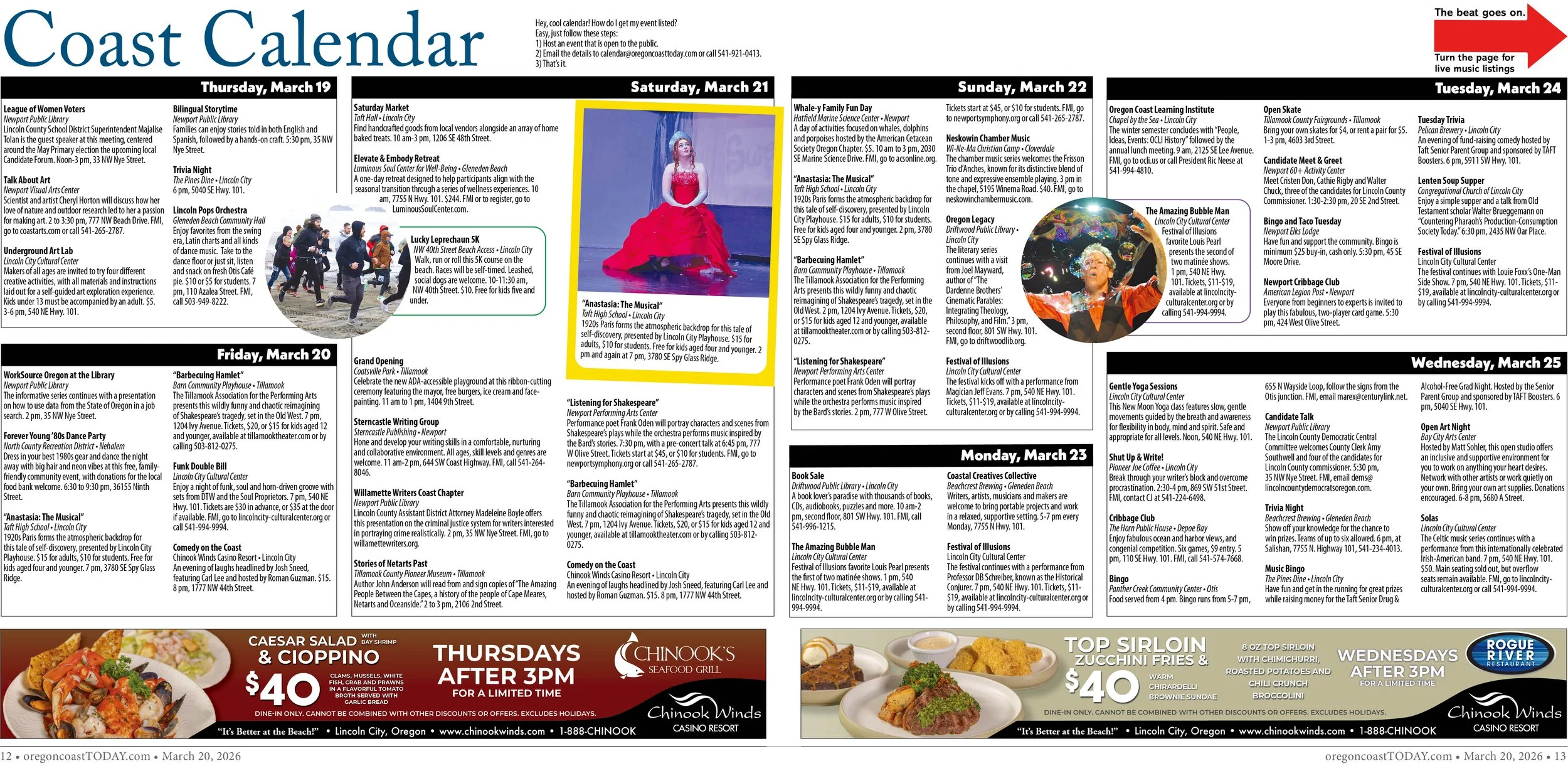 Coast Calendar: March 19-25