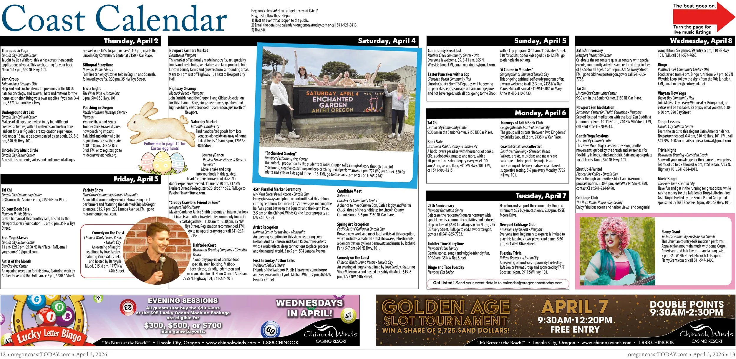 Coast Calendar: April 2-8