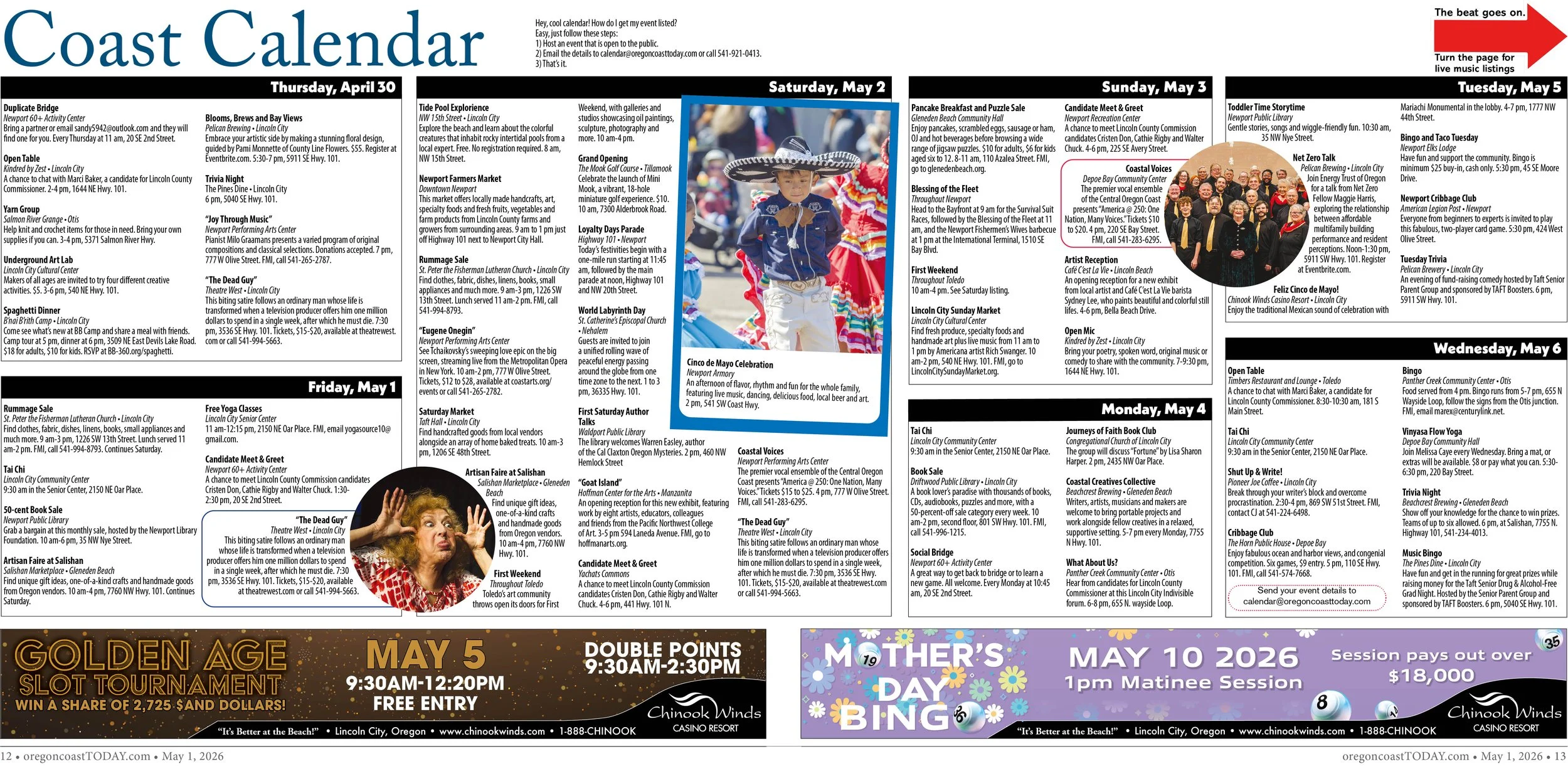 Coast Calendar: April 30-May 6