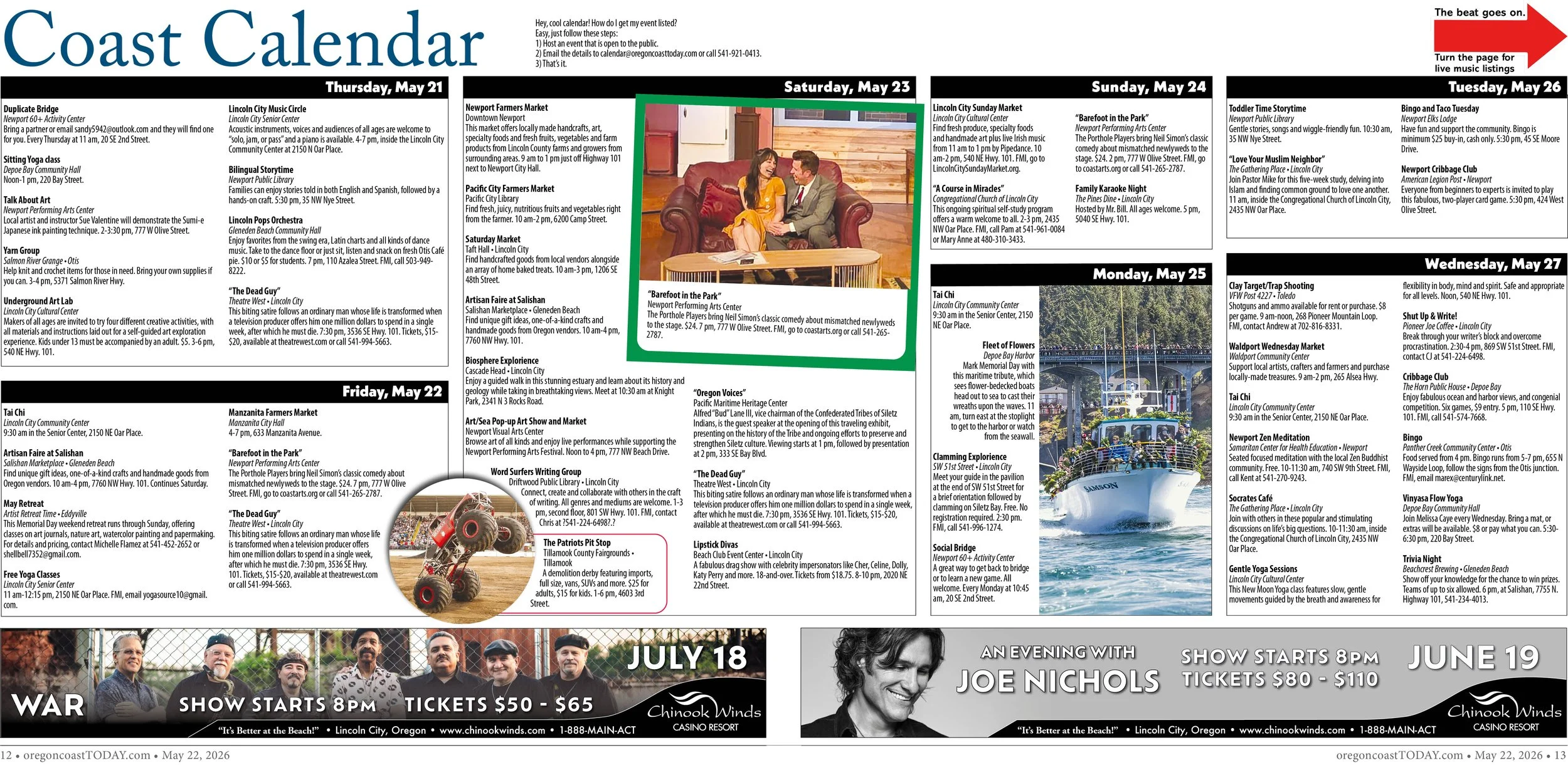 Coast Calendar May 21-27