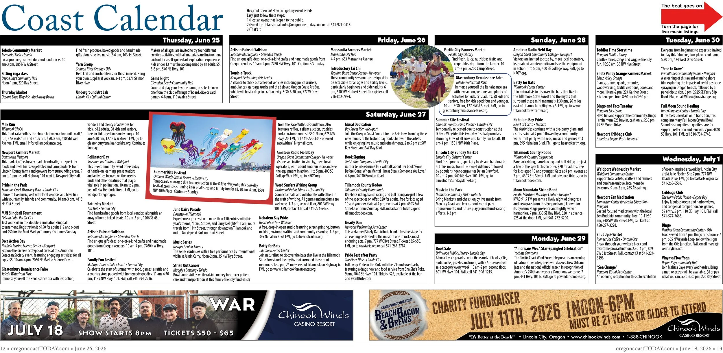Coast Calendar: June 25-July 1