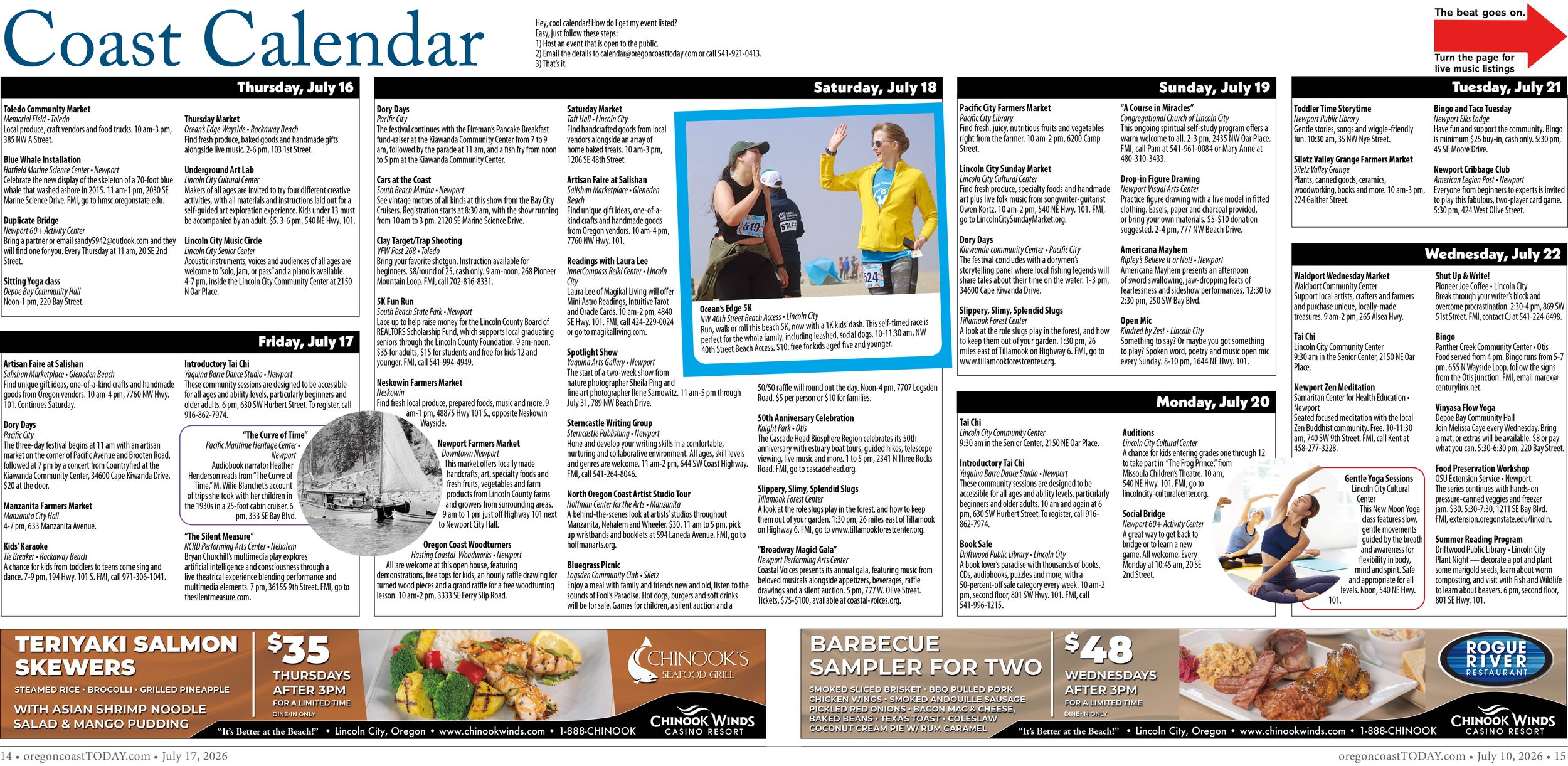 Coast Calendar: July 16-22